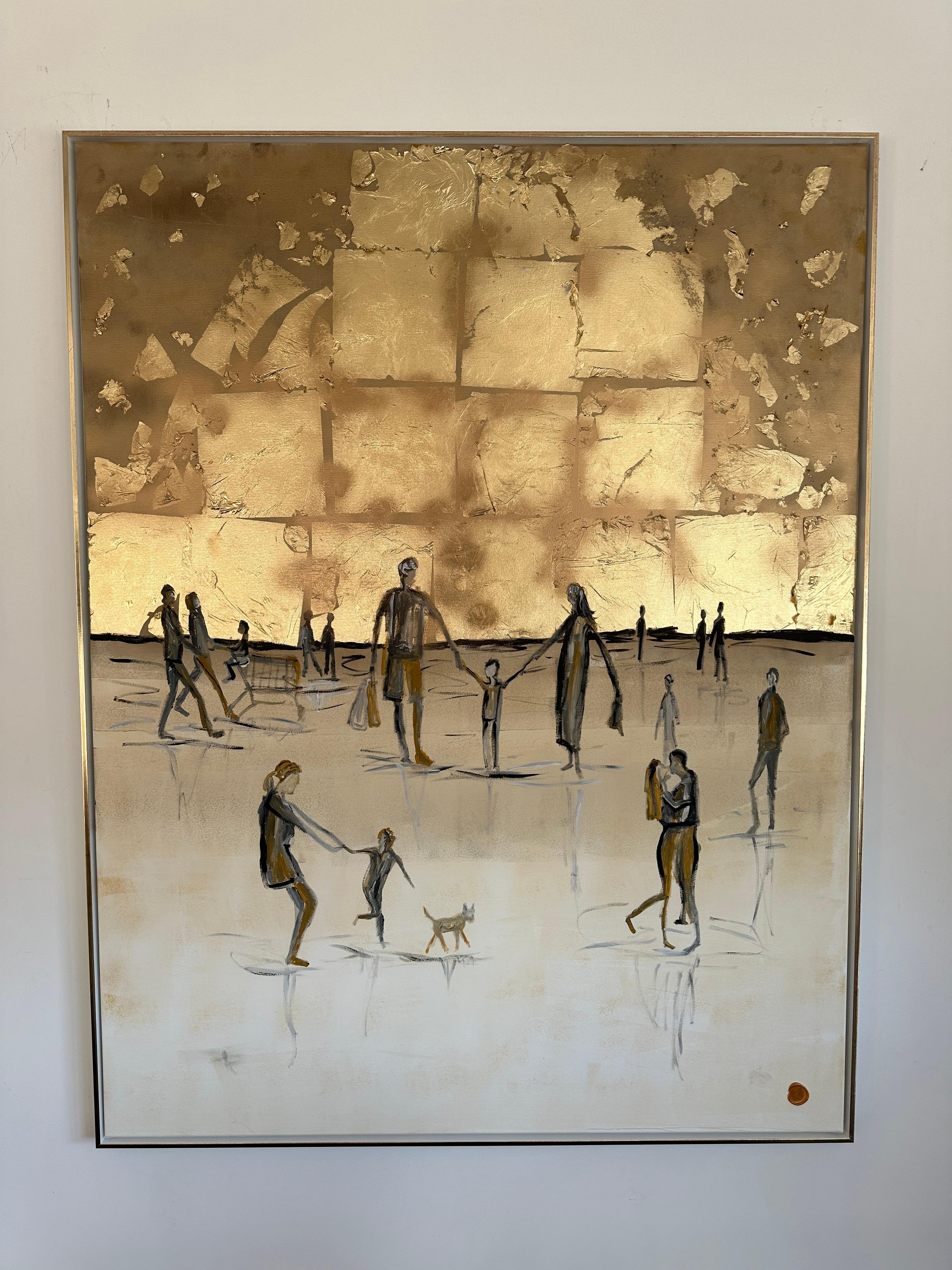 Days in the Sun von K. Hormel - Gold Zeitgenössisches abstraktes Ölgemälde im Angebot 8