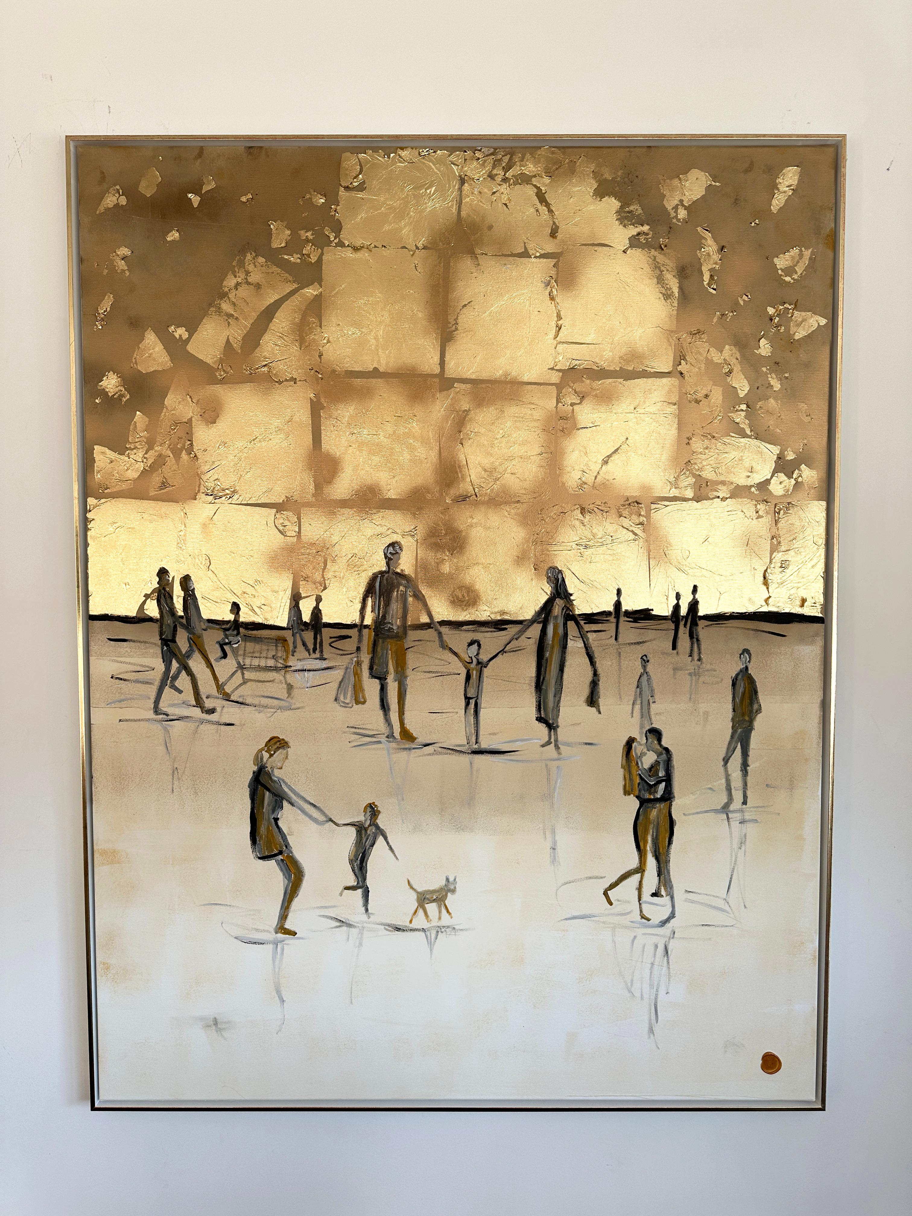 Days in the Sun von K. Hormel - Gold Zeitgenössisches abstraktes Ölgemälde im Angebot 9
