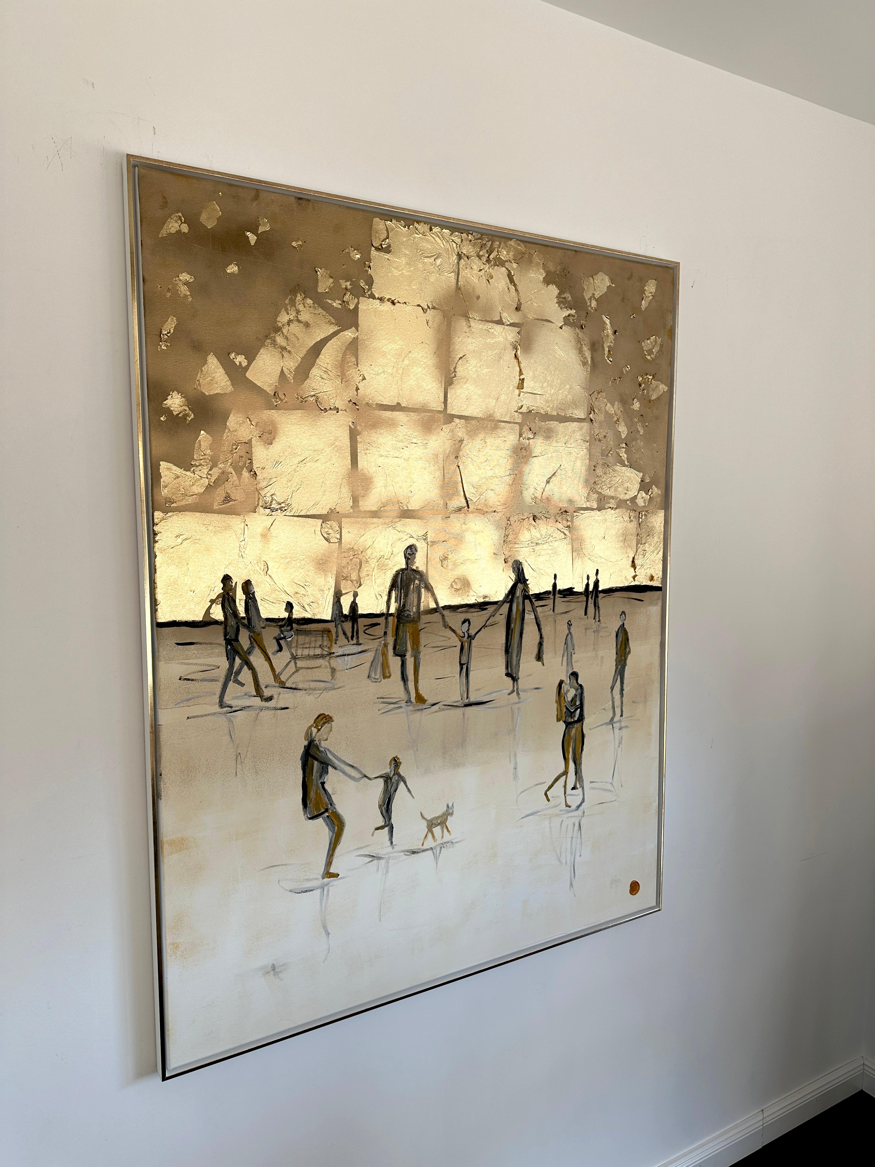 Days in the Sun von K. Hormel - Gold Zeitgenössisches abstraktes Ölgemälde – Painting von Katharina Hormel