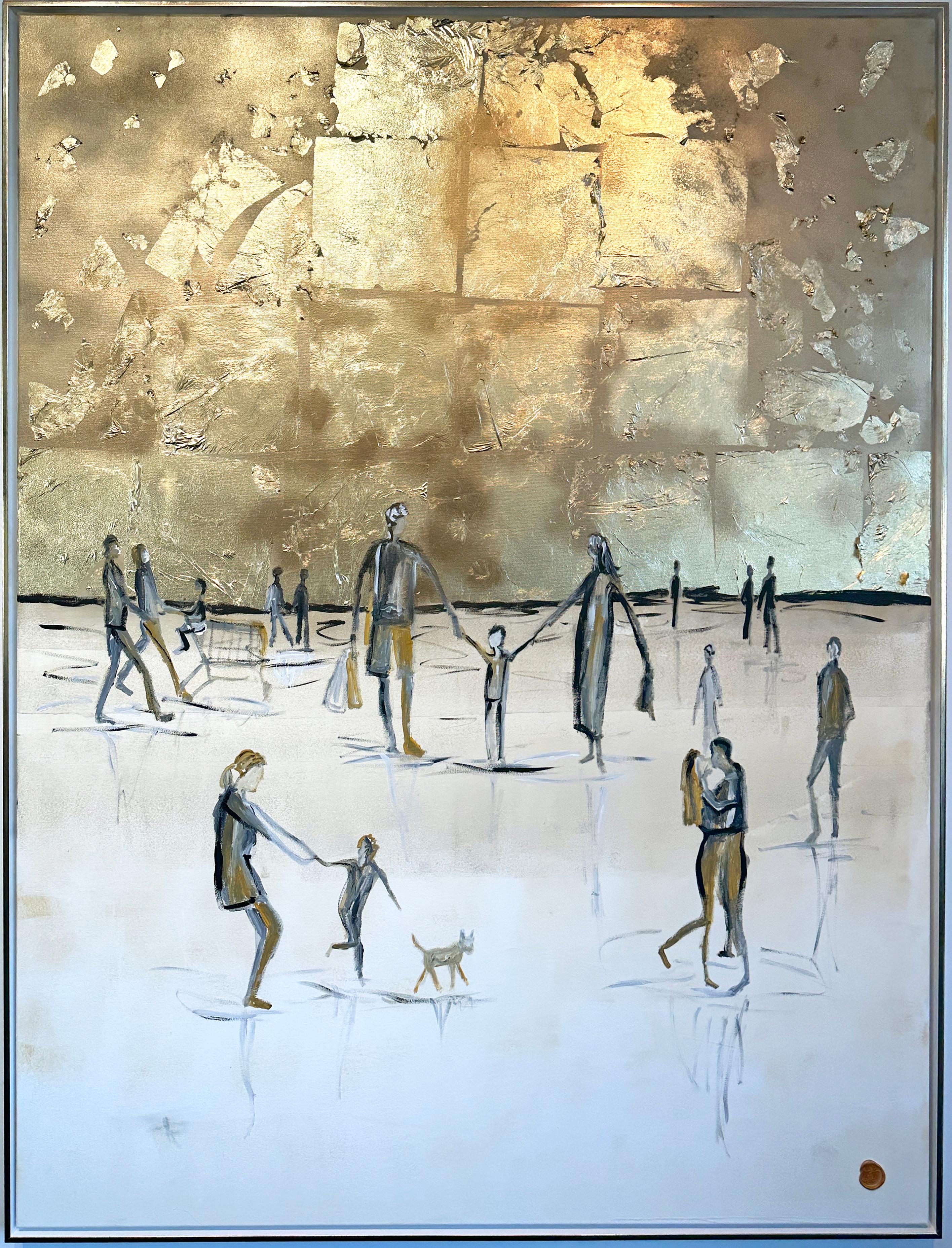 Katharina Hormel Abstract Painting – Days in the Sun von K. Hormel - Gold Zeitgenössisches abstraktes Ölgemälde