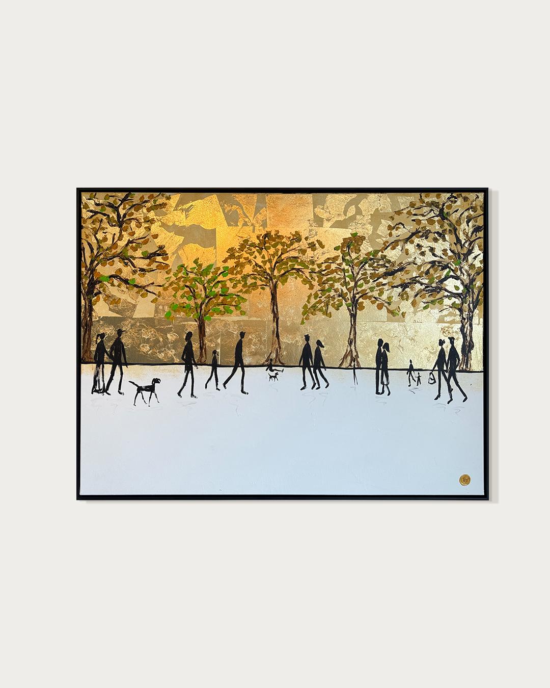 Since That Day, I’ve Been Yours - Gold Leaf Contemporary abstract painting - Painting by Katharina Hormel