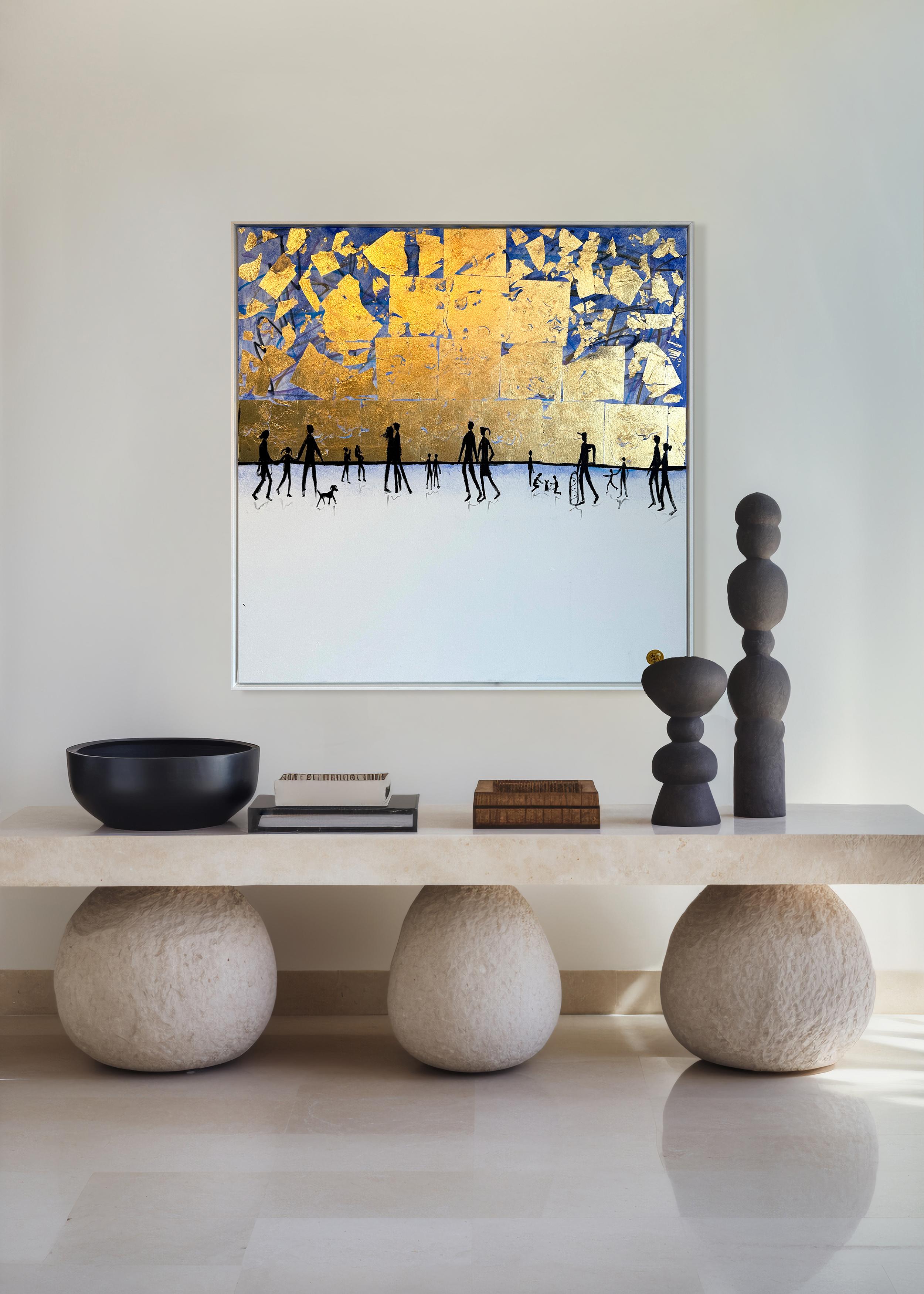 Each Day, Always With You - Gold Leaf Contemporary abstract painting For Sale 1