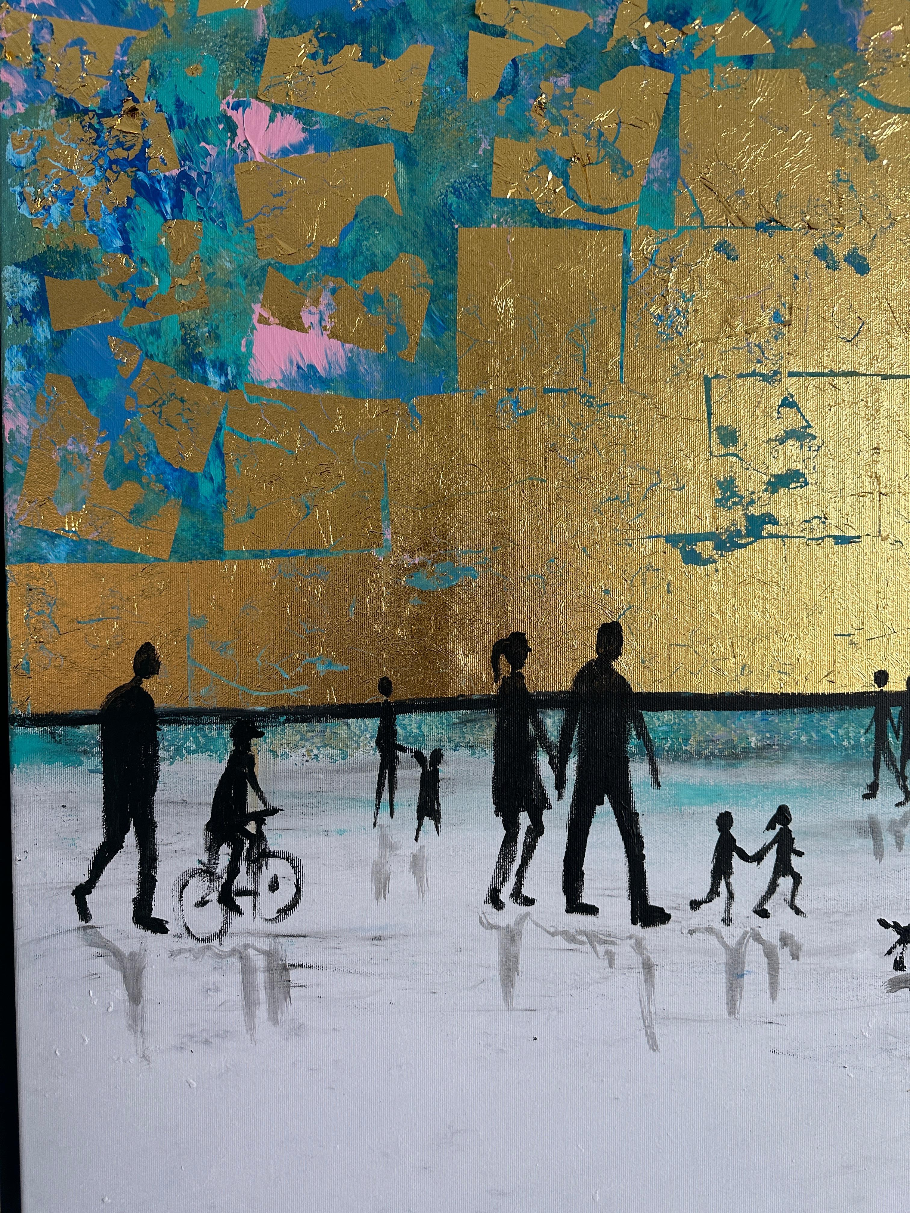 Endless Love Gold Leaf Contemporary abstract family painting 1