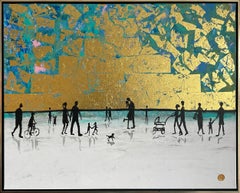 Endless Love Gold Leaf Contemporary abstract family painting