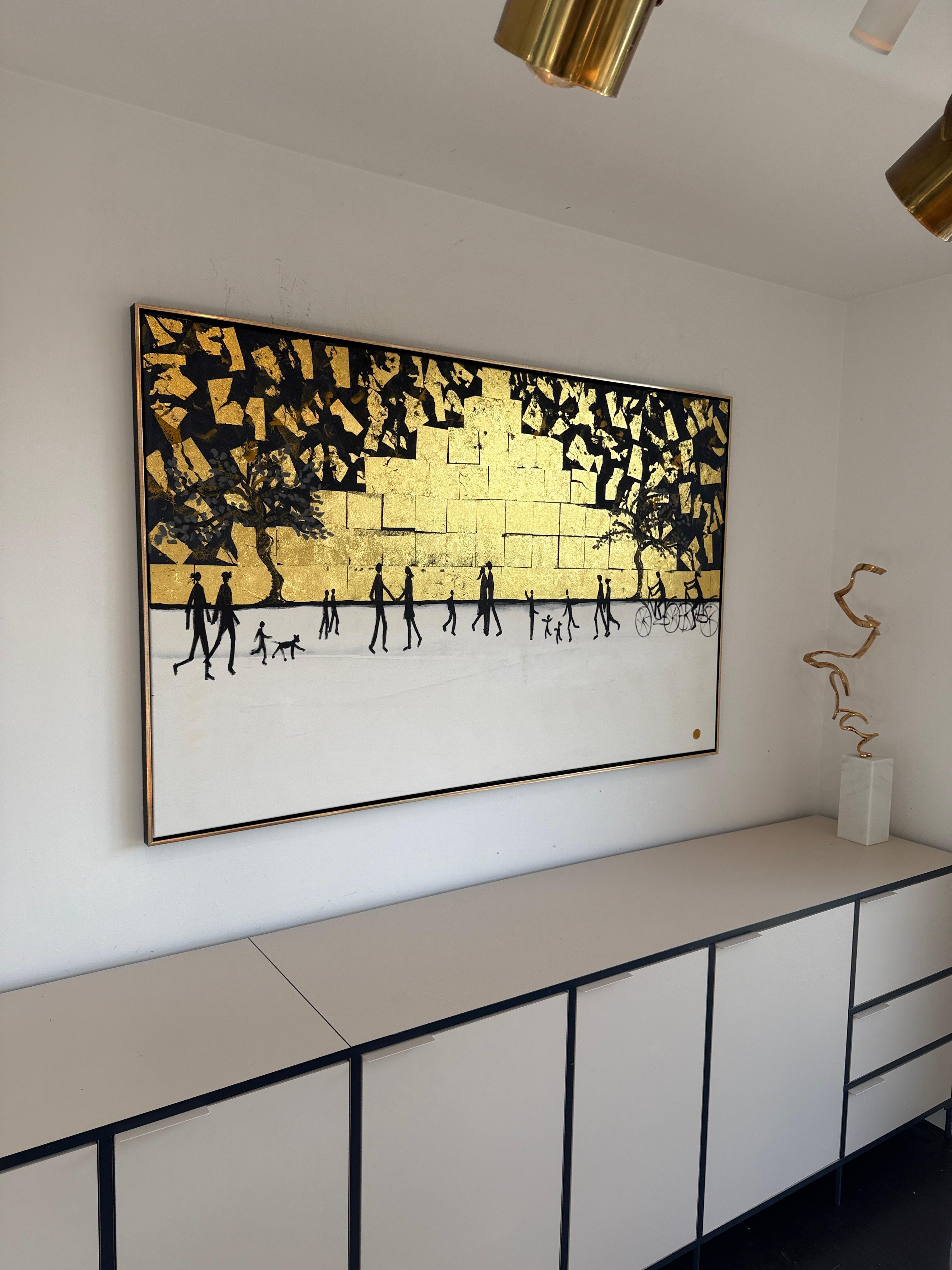 Chaque chemin me ramène à toi -Gold Leaf Peinture familiale abstraite contemporaine en vente 8