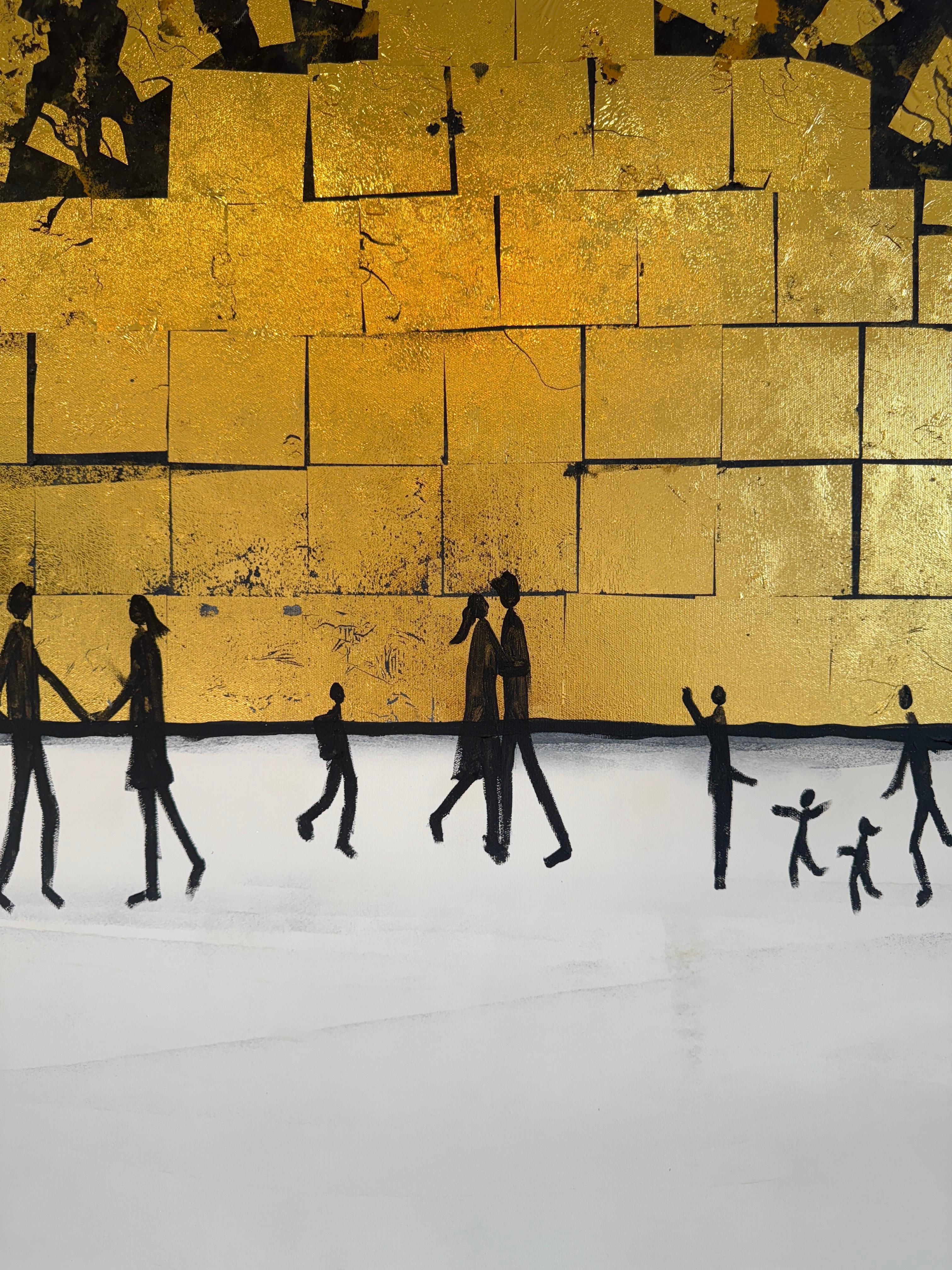 Chaque chemin me ramène à toi -Gold Leaf Peinture familiale abstraite contemporaine en vente 2