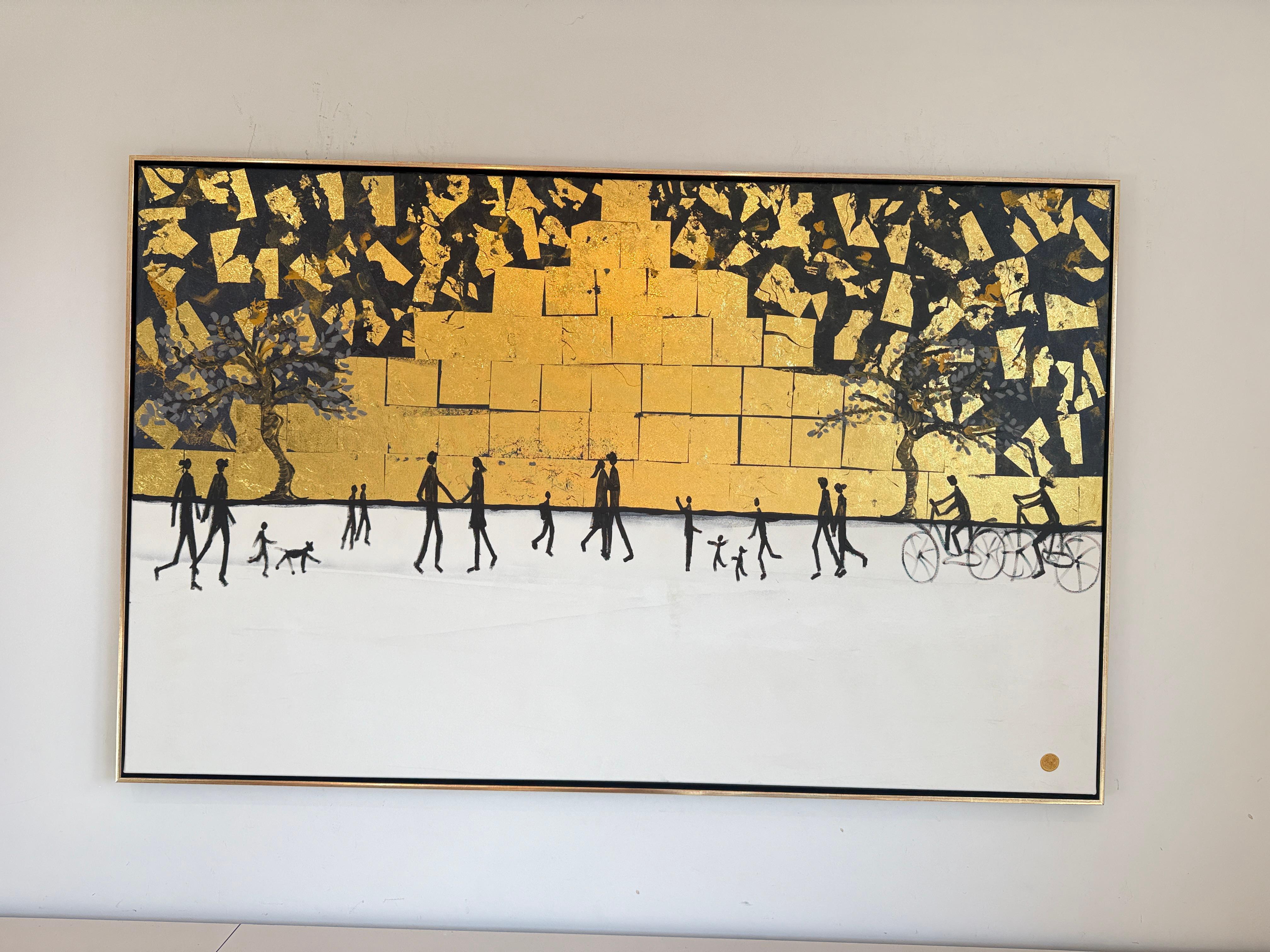 Chaque chemin me ramène à toi -Gold Leaf Peinture familiale abstraite contemporaine en vente 4