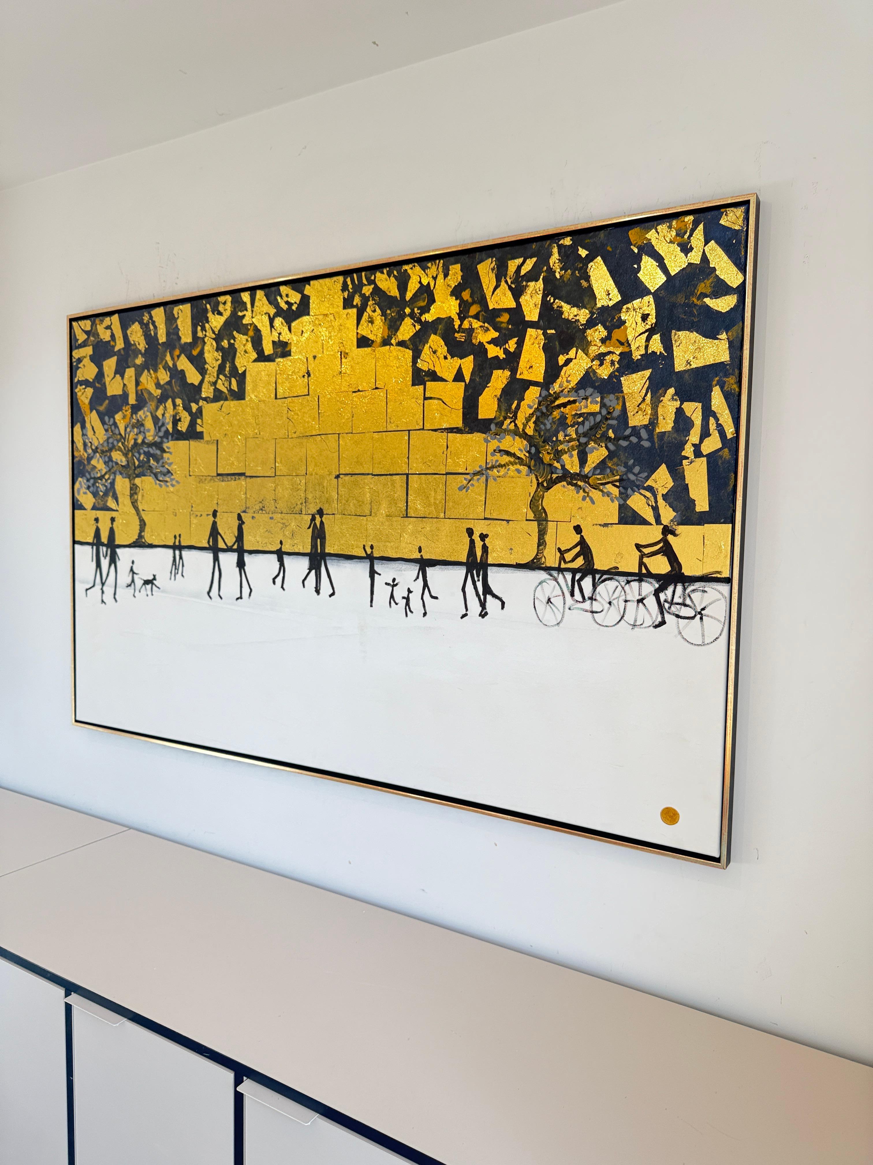Chaque chemin me ramène à toi -Gold Leaf Peinture familiale abstraite contemporaine en vente 6