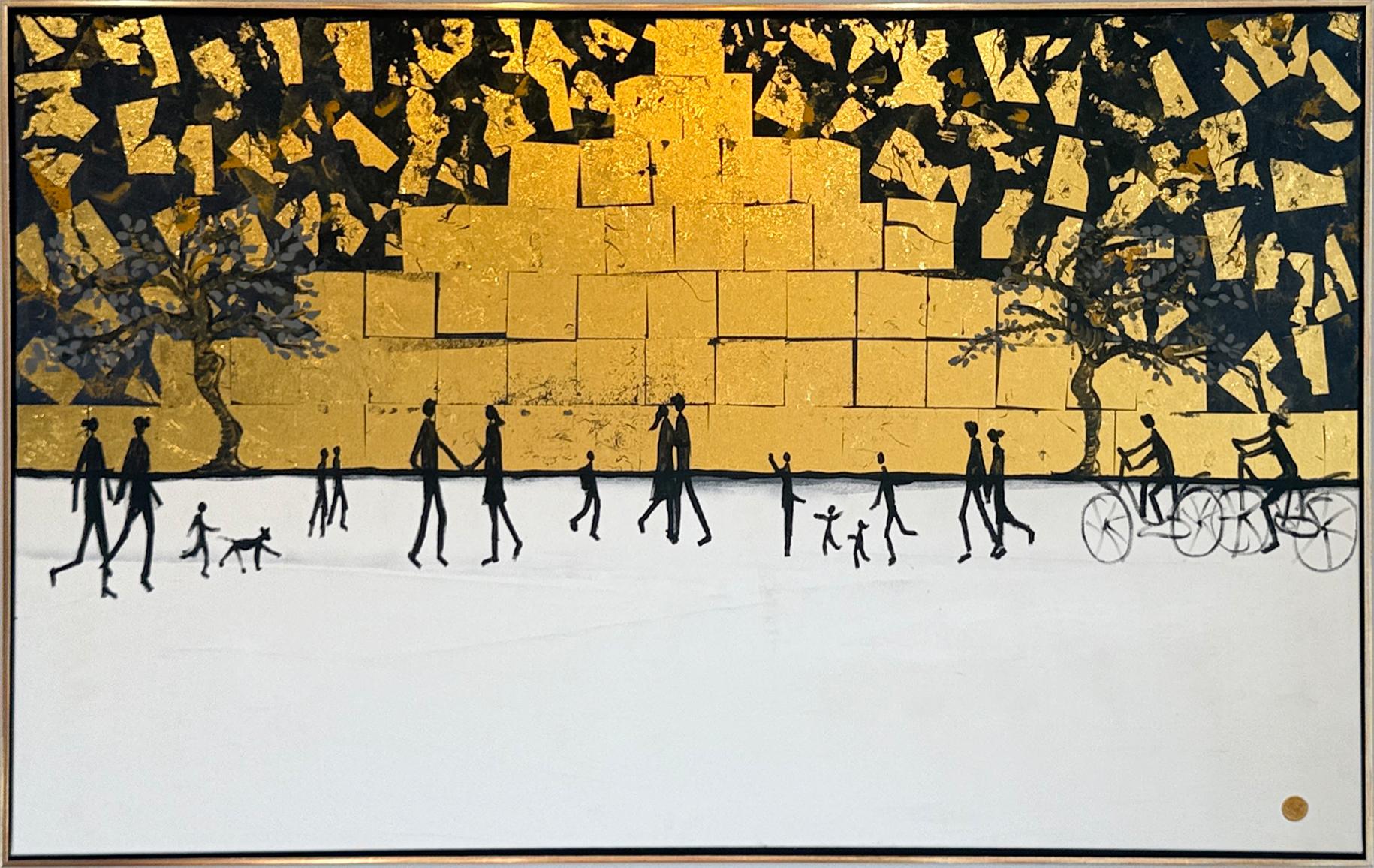 Chaque chemin me ramène à toi -Gold Leaf Peinture familiale abstraite contemporaine - Painting de Katharina Hormel