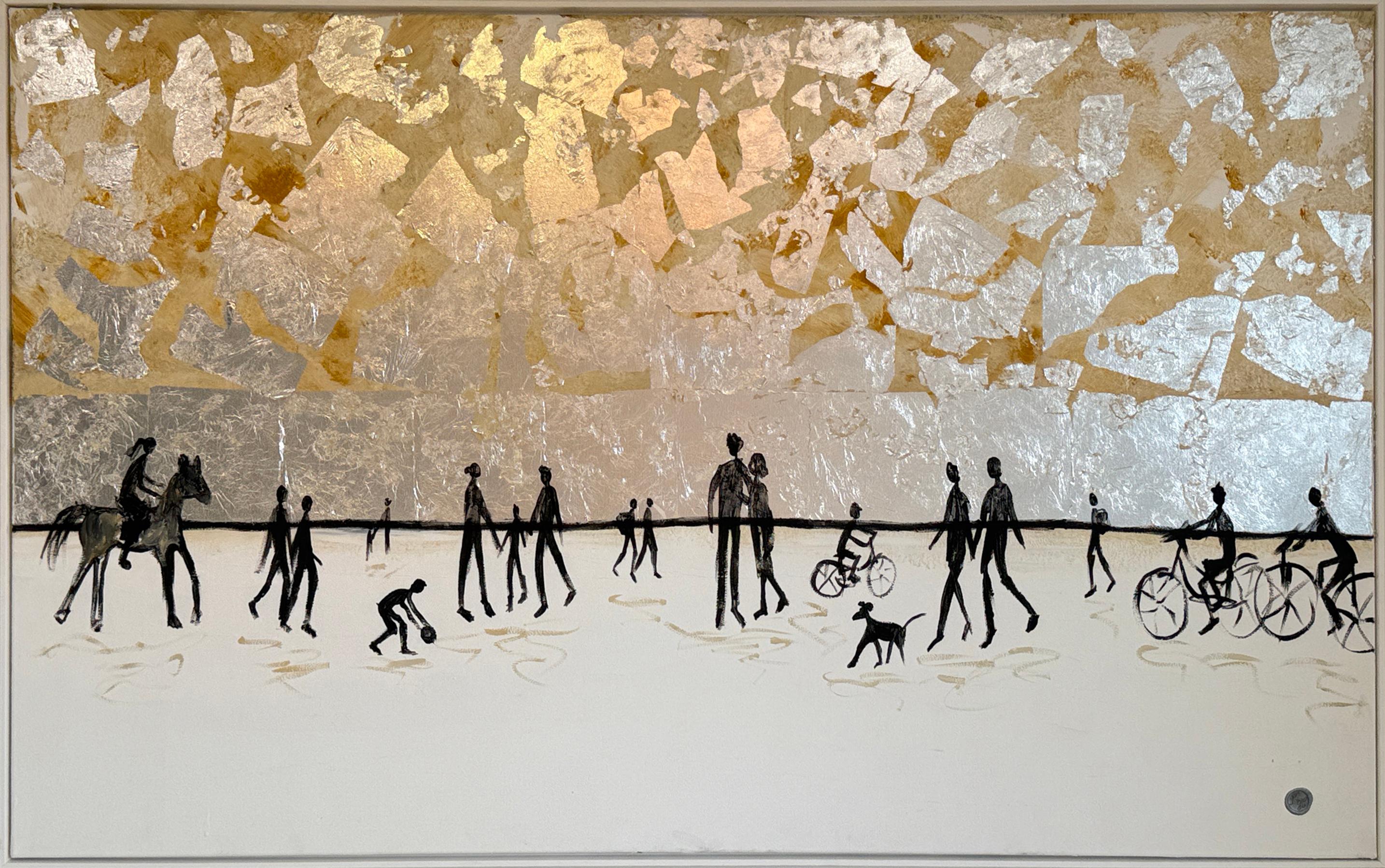 Every path leads me home to you -Gold Leaf Contemporary abstract family painting