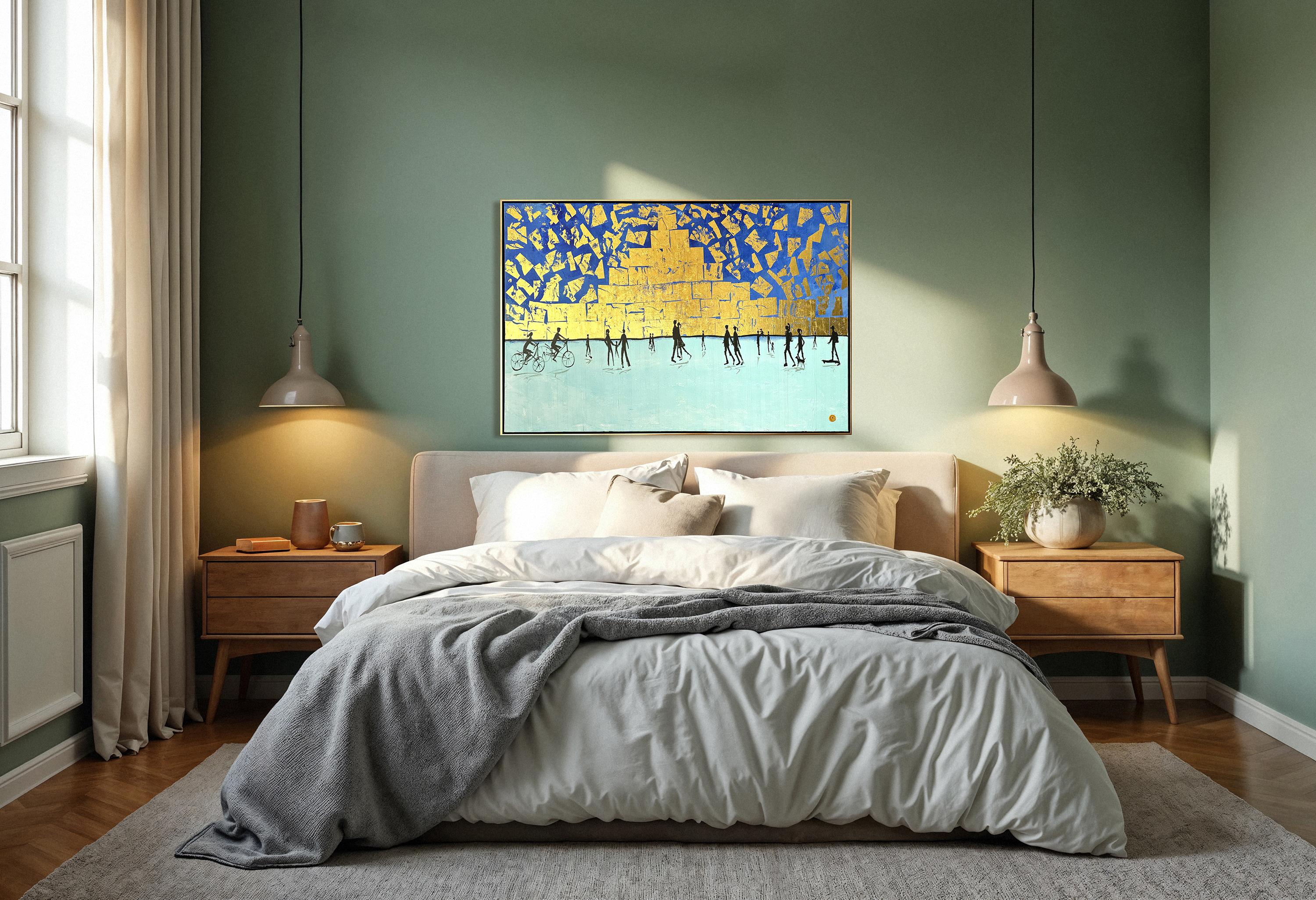 Falling for You - Feuille d'or Peinture abstraite contemporaine 8