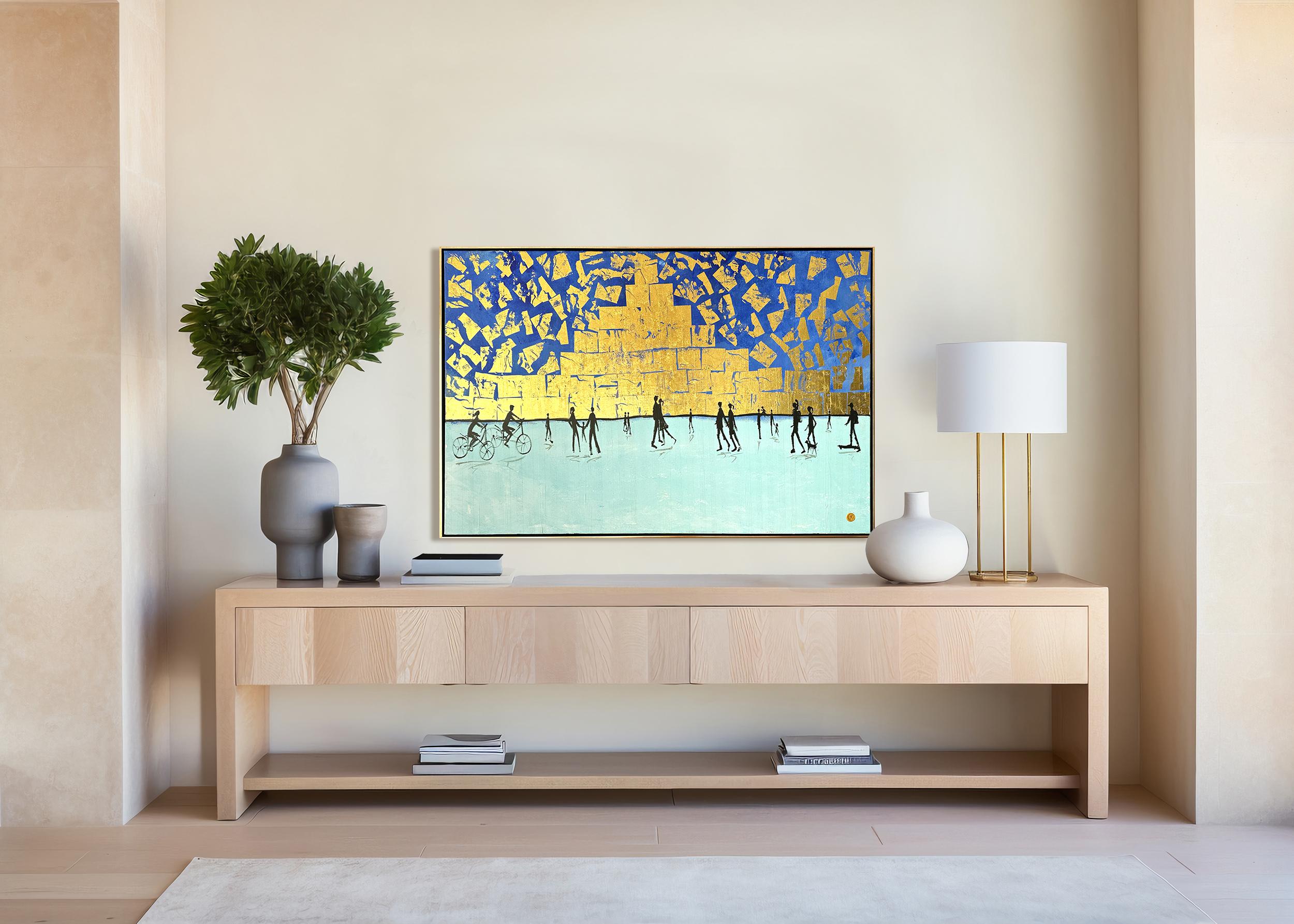 Falling for You - Feuille d'or Peinture abstraite contemporaine 11