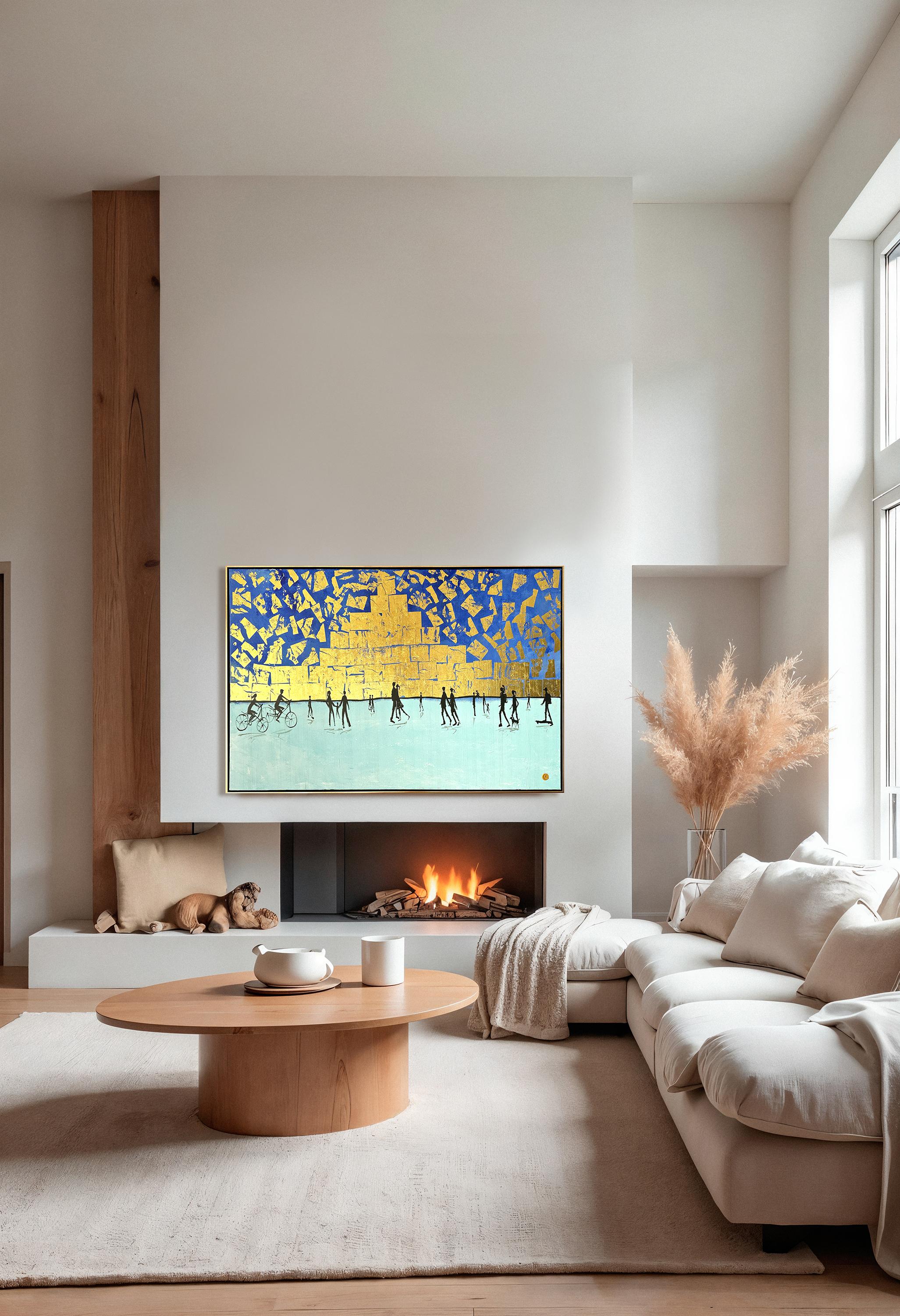Falling for You - Feuille d'or Peinture abstraite contemporaine 1