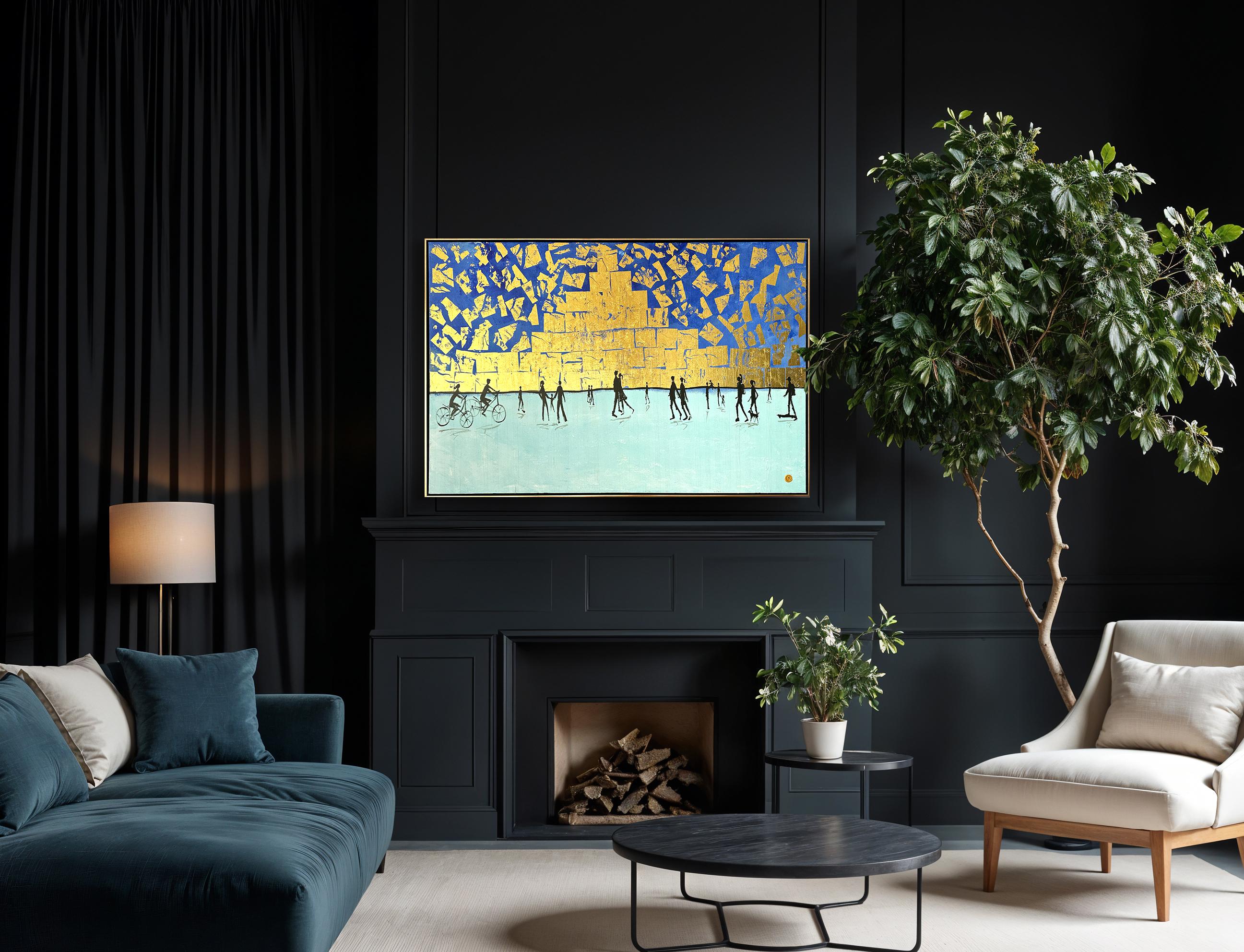 Falling for You - Feuille d'or Peinture abstraite contemporaine 4
