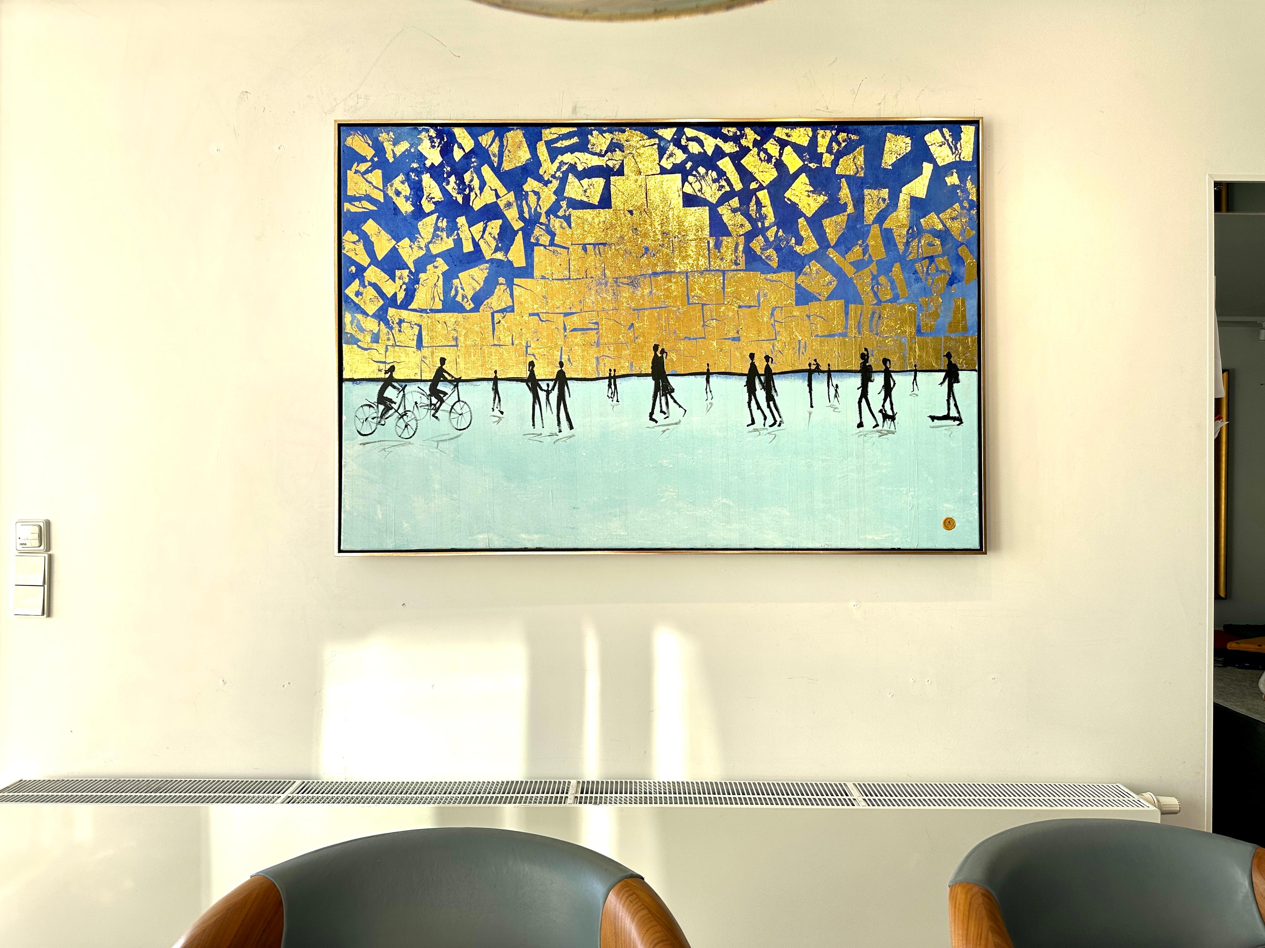 Falling for You - Feuille d'or Peinture abstraite contemporaine 5