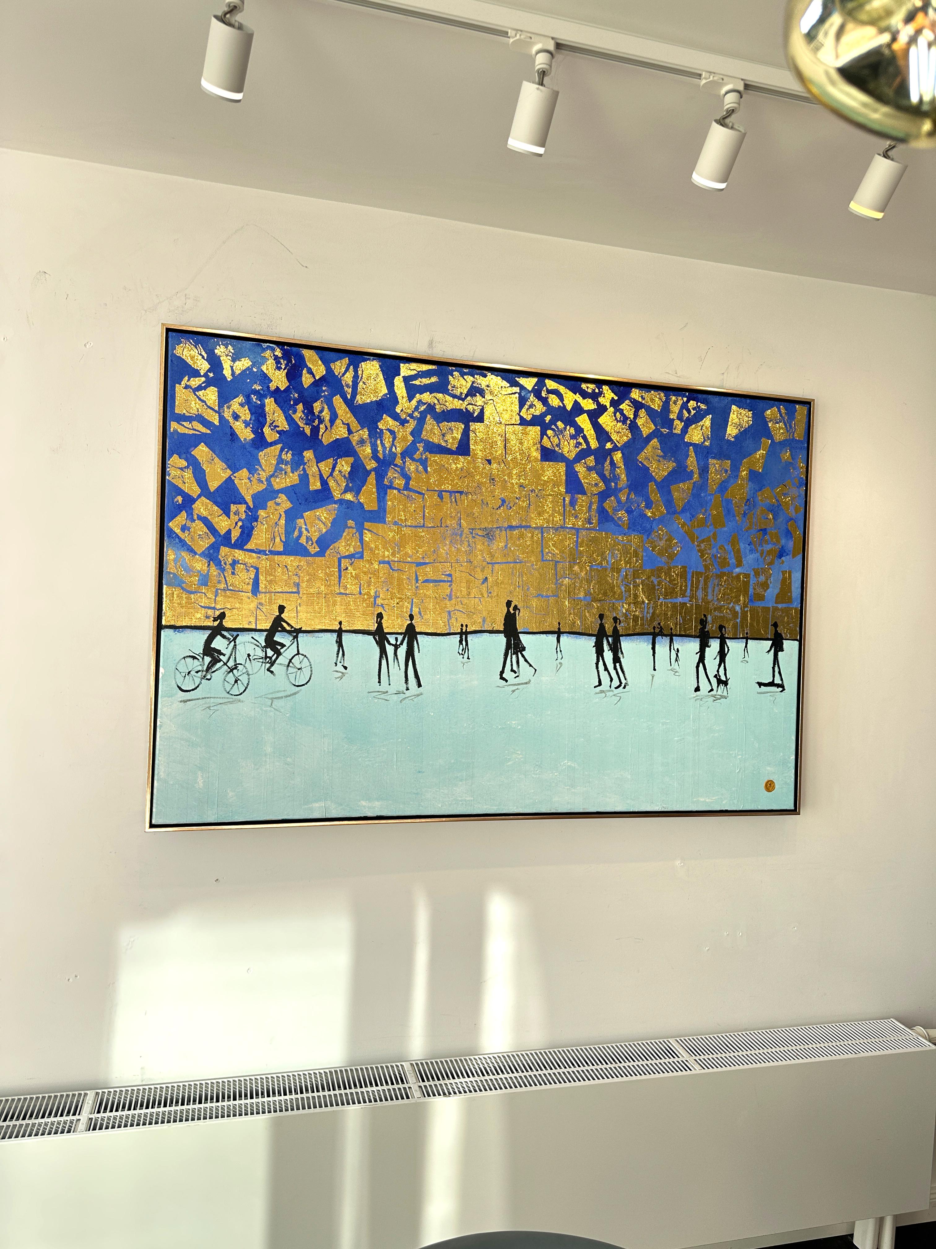 Falling for You - Feuille d'or Peinture abstraite contemporaine 6
