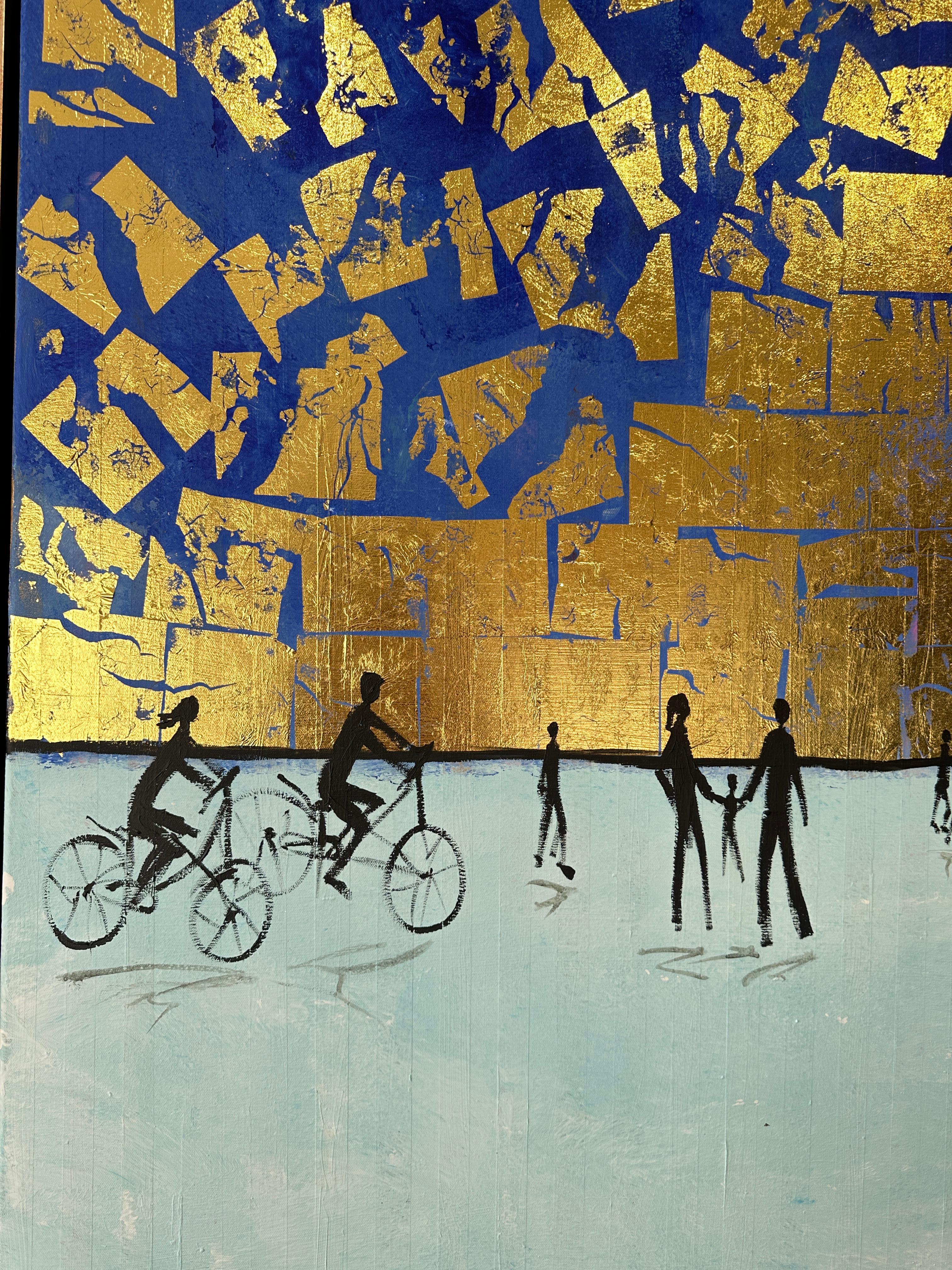 Falling for You - Feuille d'or Peinture abstraite contemporaine 7