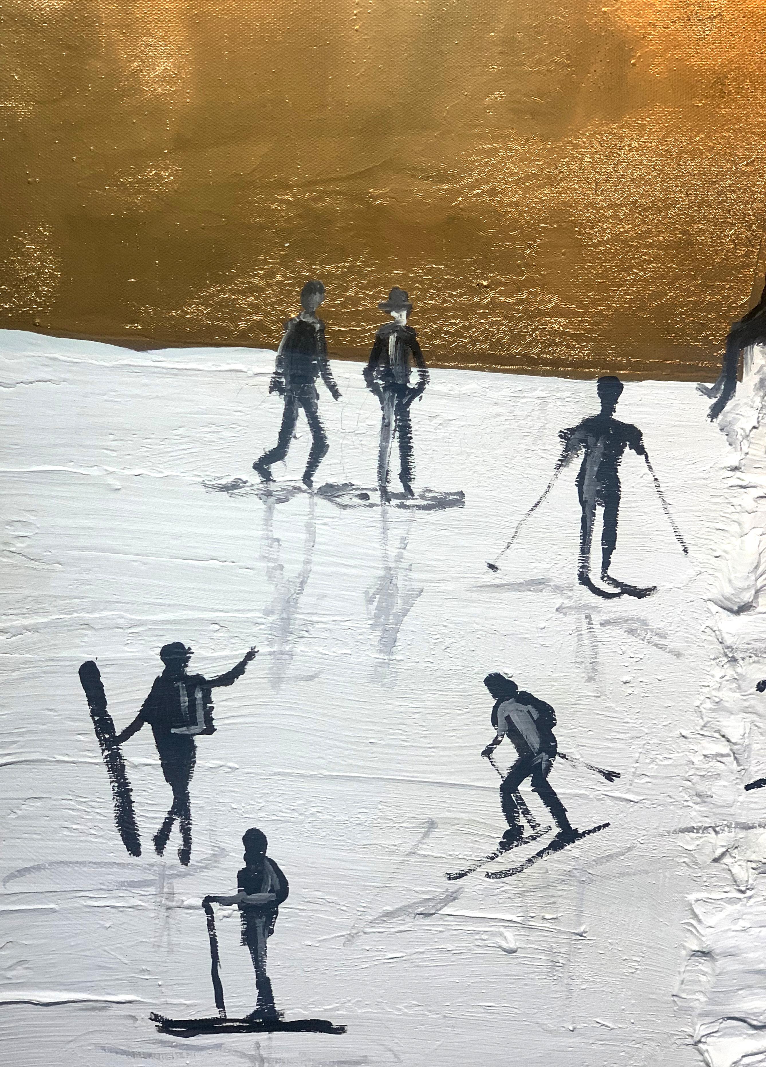 Flying Kites von K. Hormel - Gold Contemporary abstraktes Ölgemälde im Angebot 5