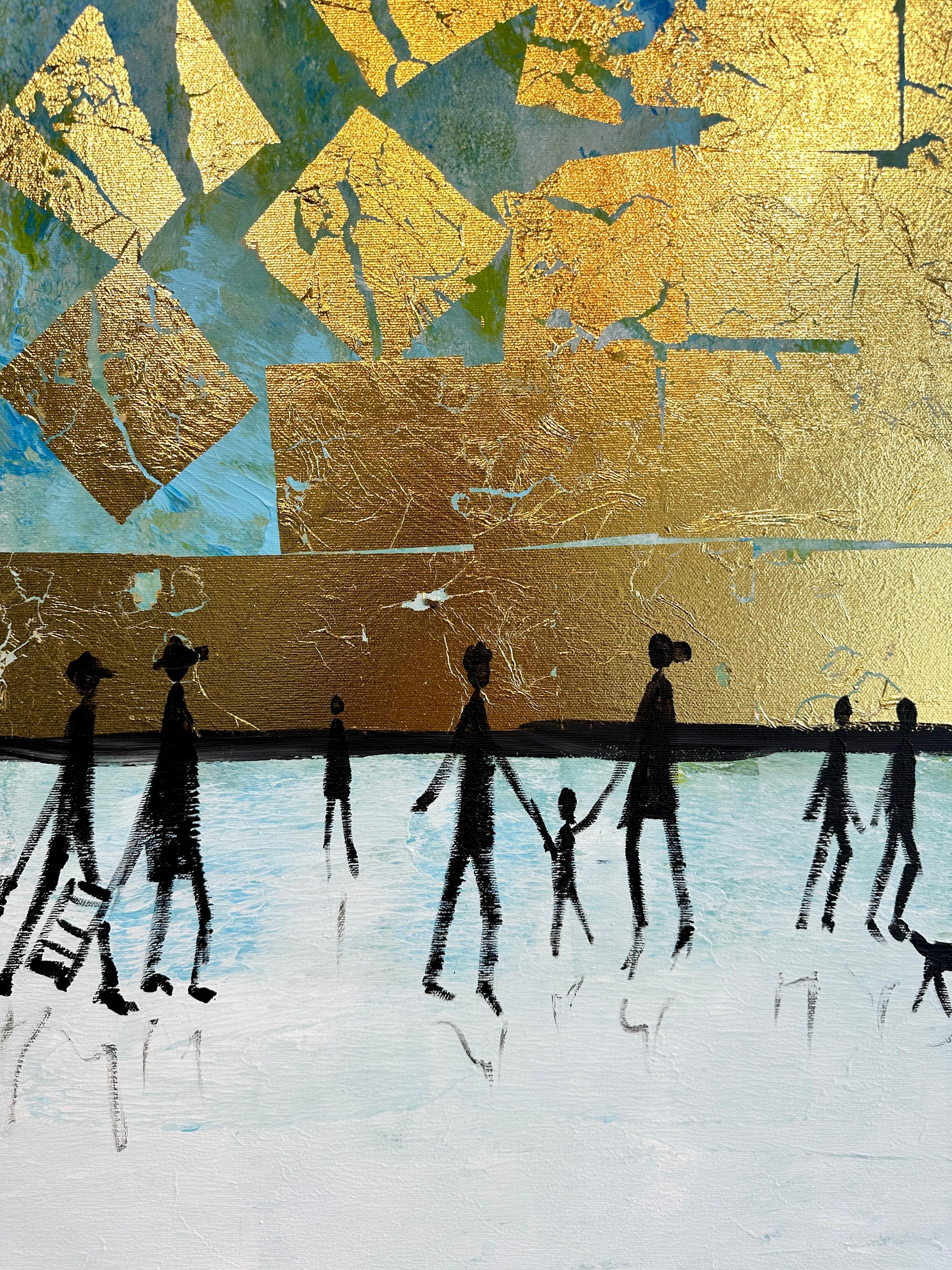 Per sempre e un giorno - Quadro di famiglia astratto contemporaneo a foglia d'oro 6