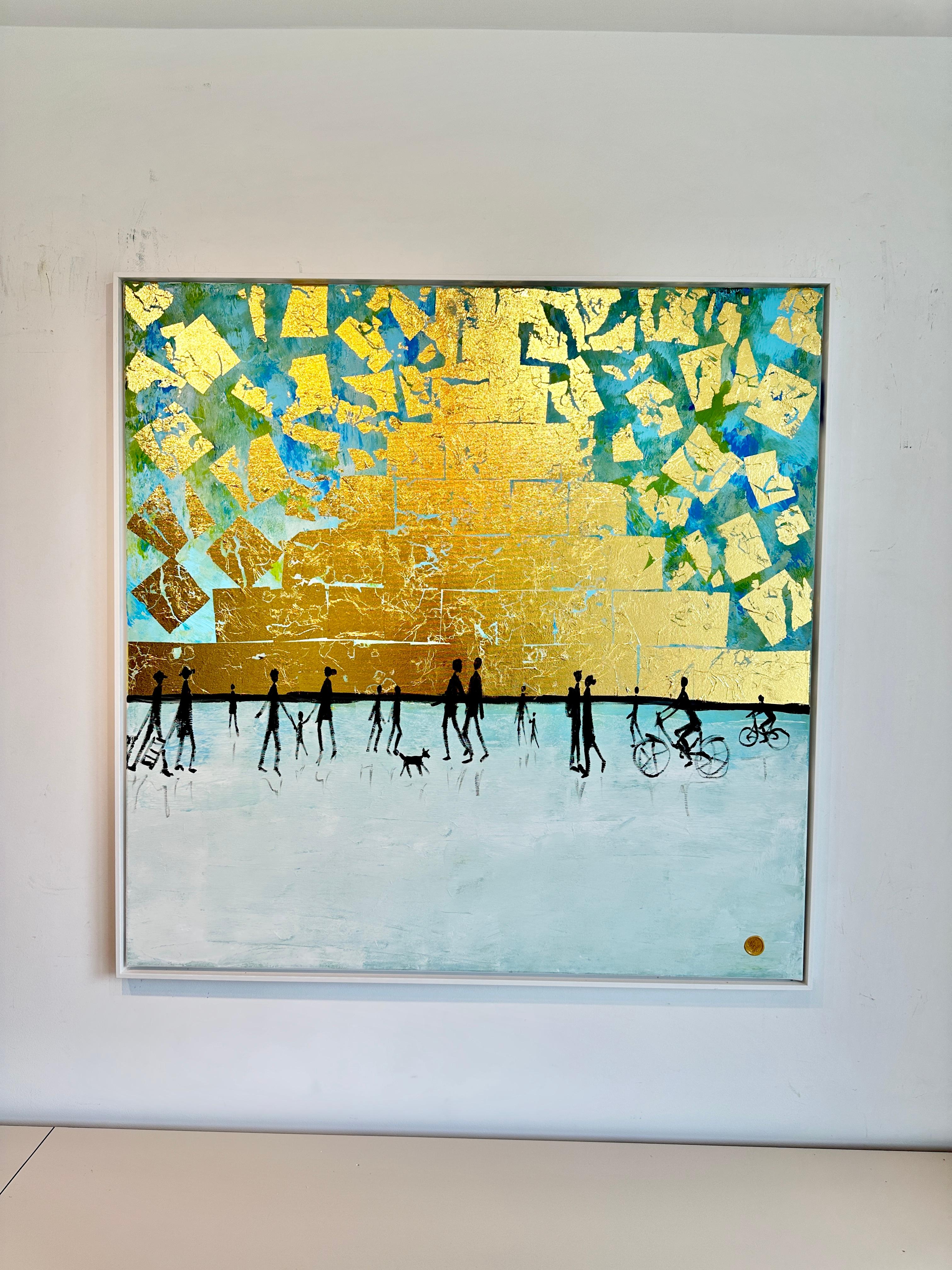 Per sempre e un giorno - Quadro di famiglia astratto contemporaneo a foglia d'oro - Painting di Katharina Hormel