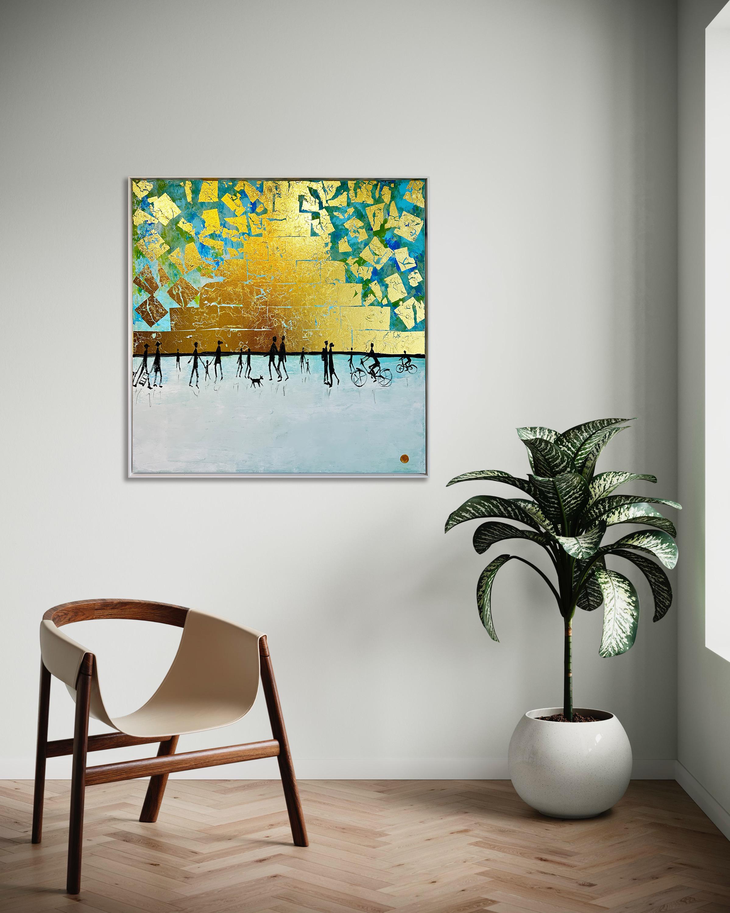 Per sempre e un giorno - Quadro di famiglia astratto contemporaneo a foglia d'oro 4