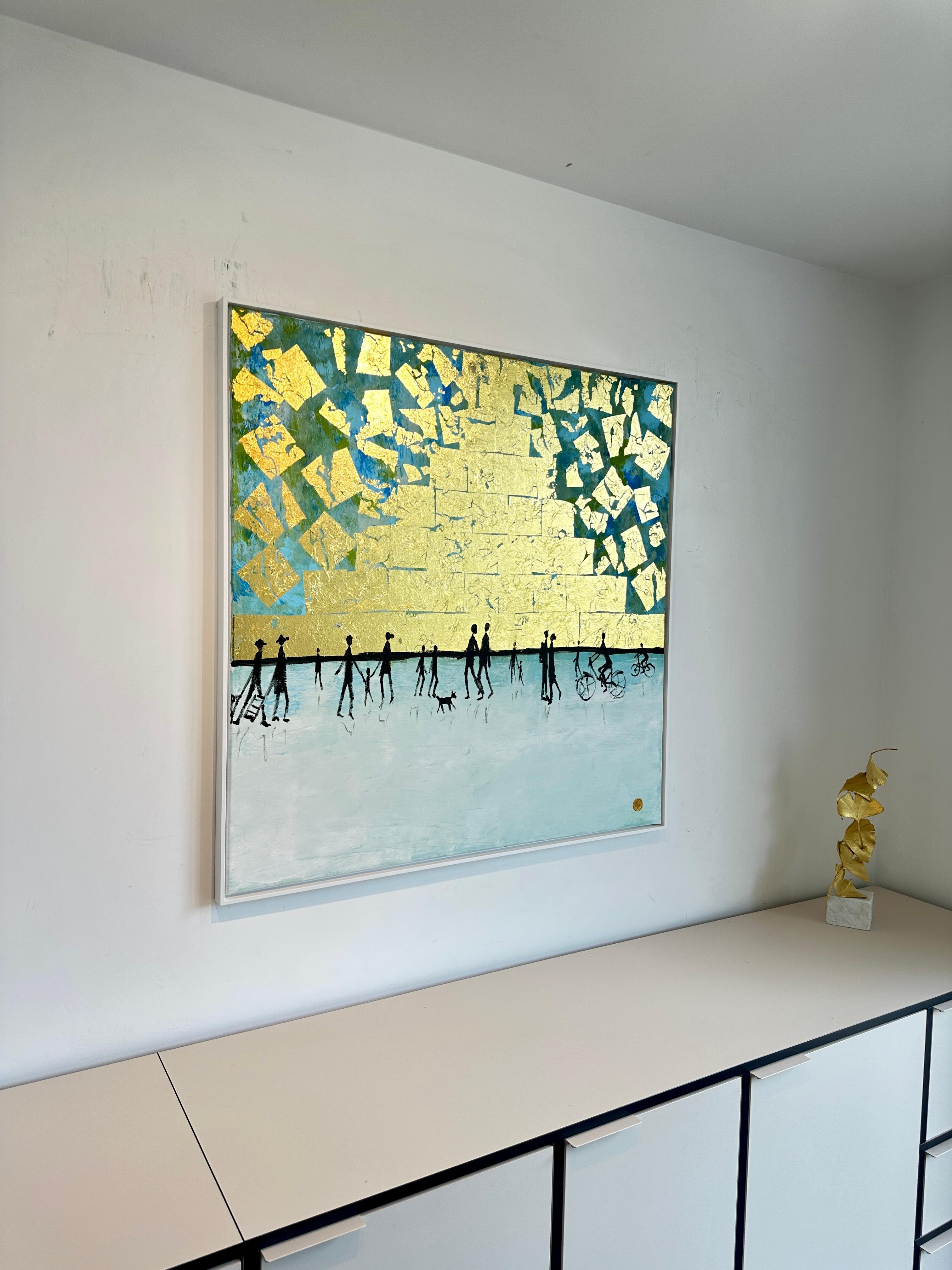 Per sempre e un giorno - Quadro di famiglia astratto contemporaneo a foglia d'oro 5