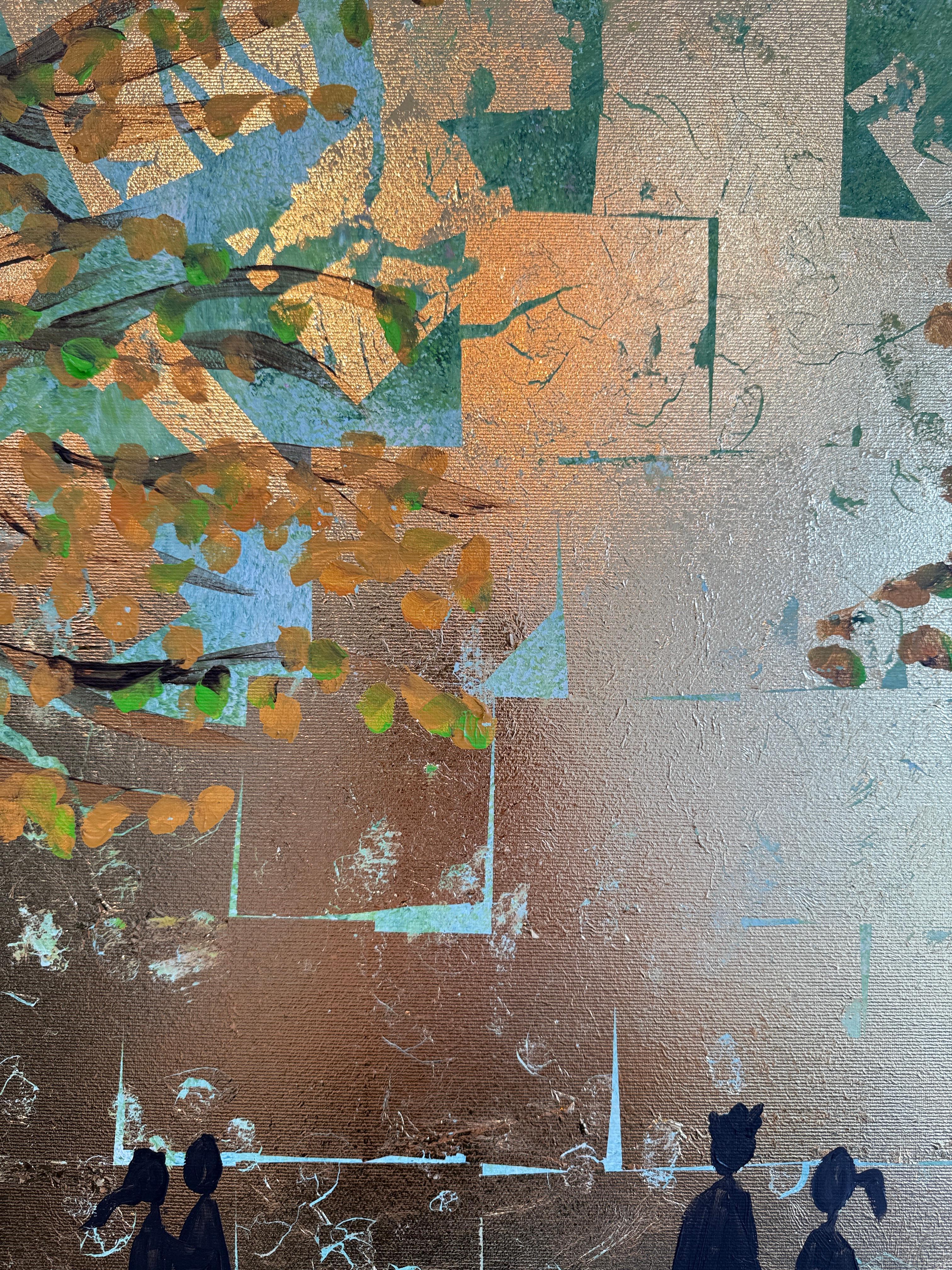 Forever Starts With You and I - Gold Leaf Contemporary abstract painting For Sale 1