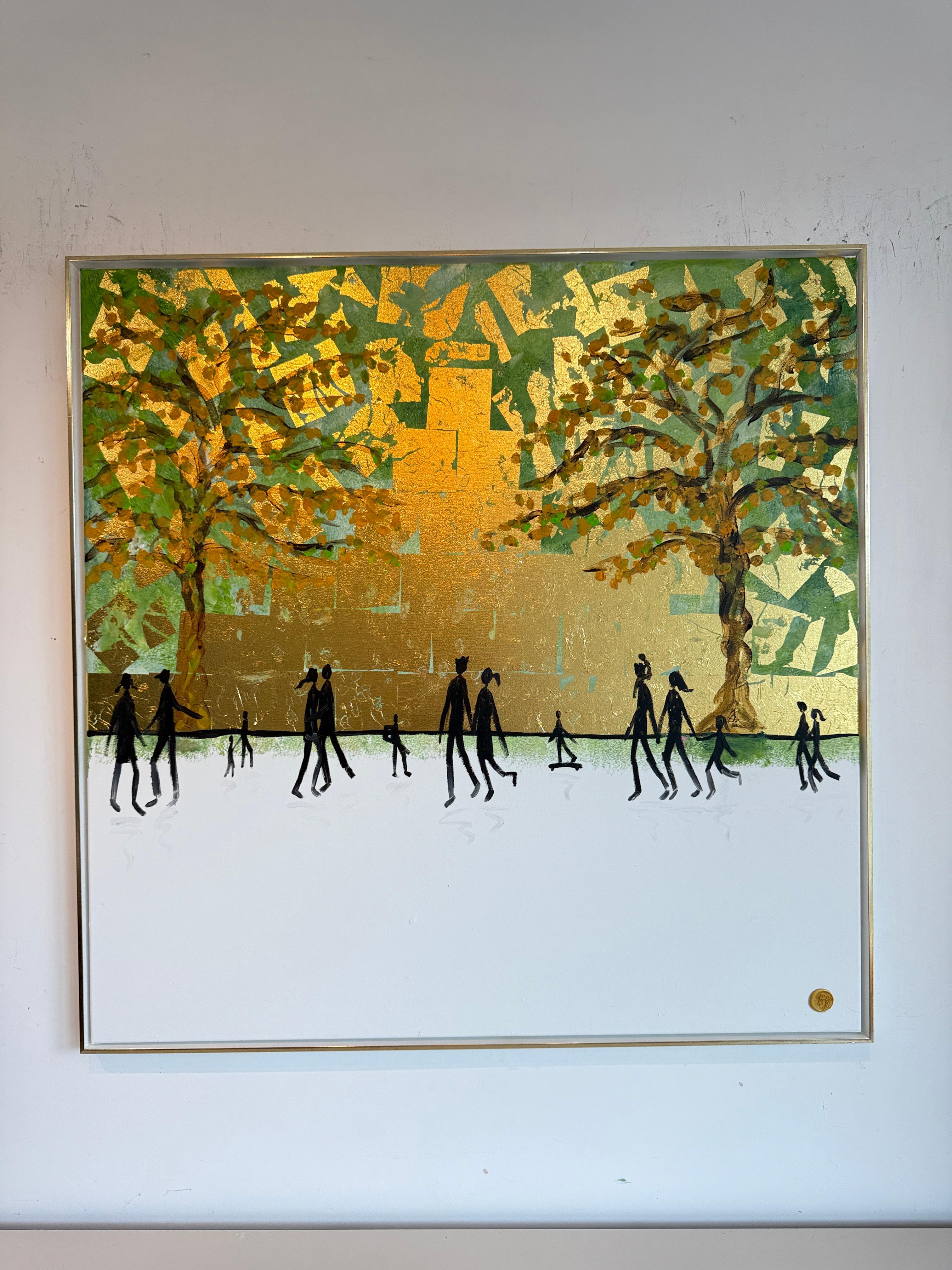Forever Starts With You and I - Gold Leaf Contemporary abstract painting For Sale 3