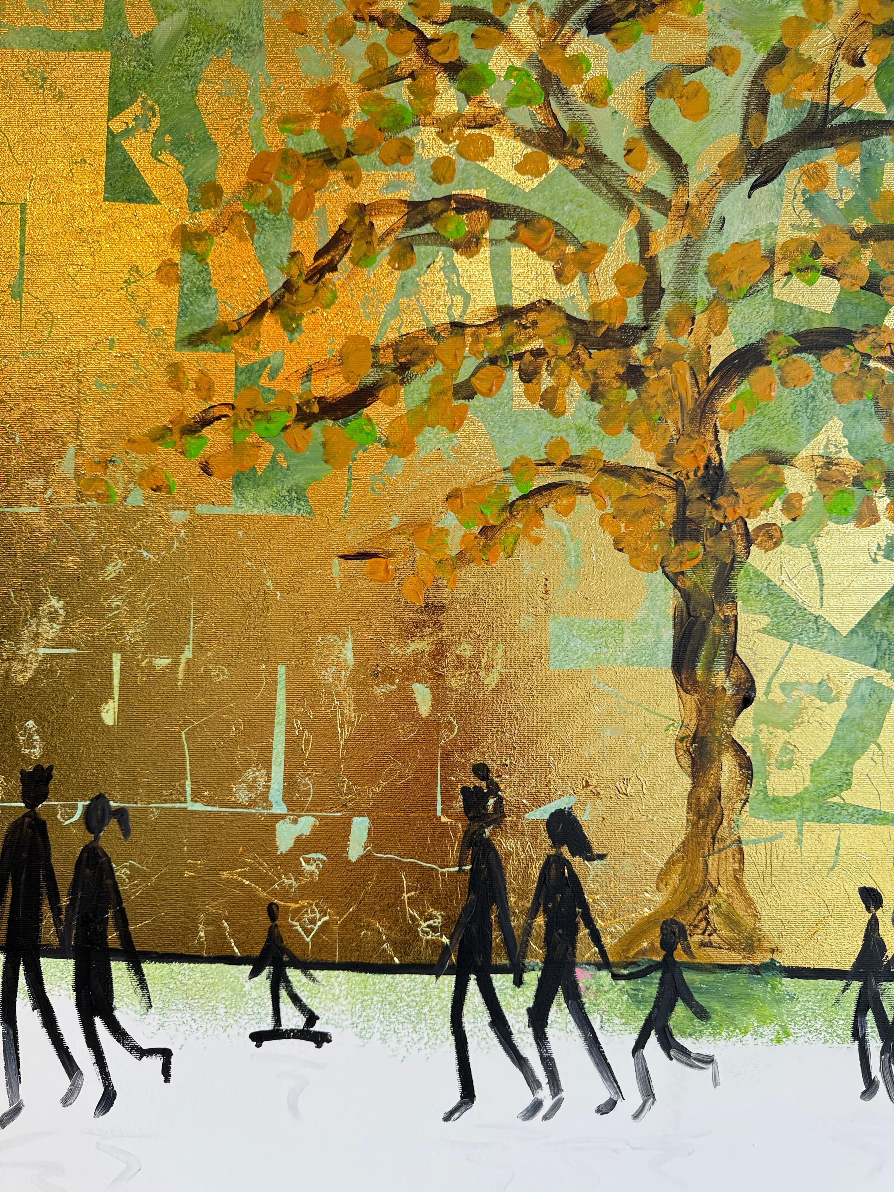 Forever Starts With You and I - Gold Leaf Contemporary abstract painting For Sale 4