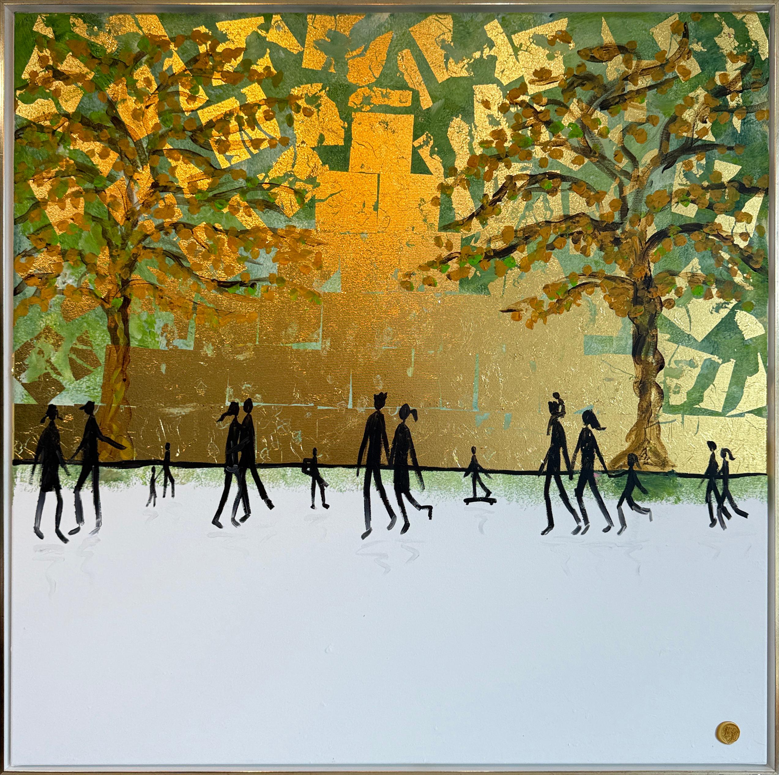 Katharina Hormel Abstract Painting - Forever Starts With You and I - Gold Leaf Contemporary abstract painting