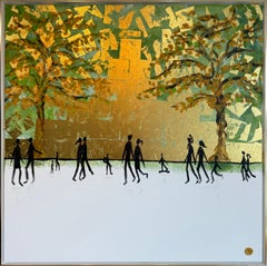 Forever Starts With You and I - Gold Leaf Contemporary abstract painting