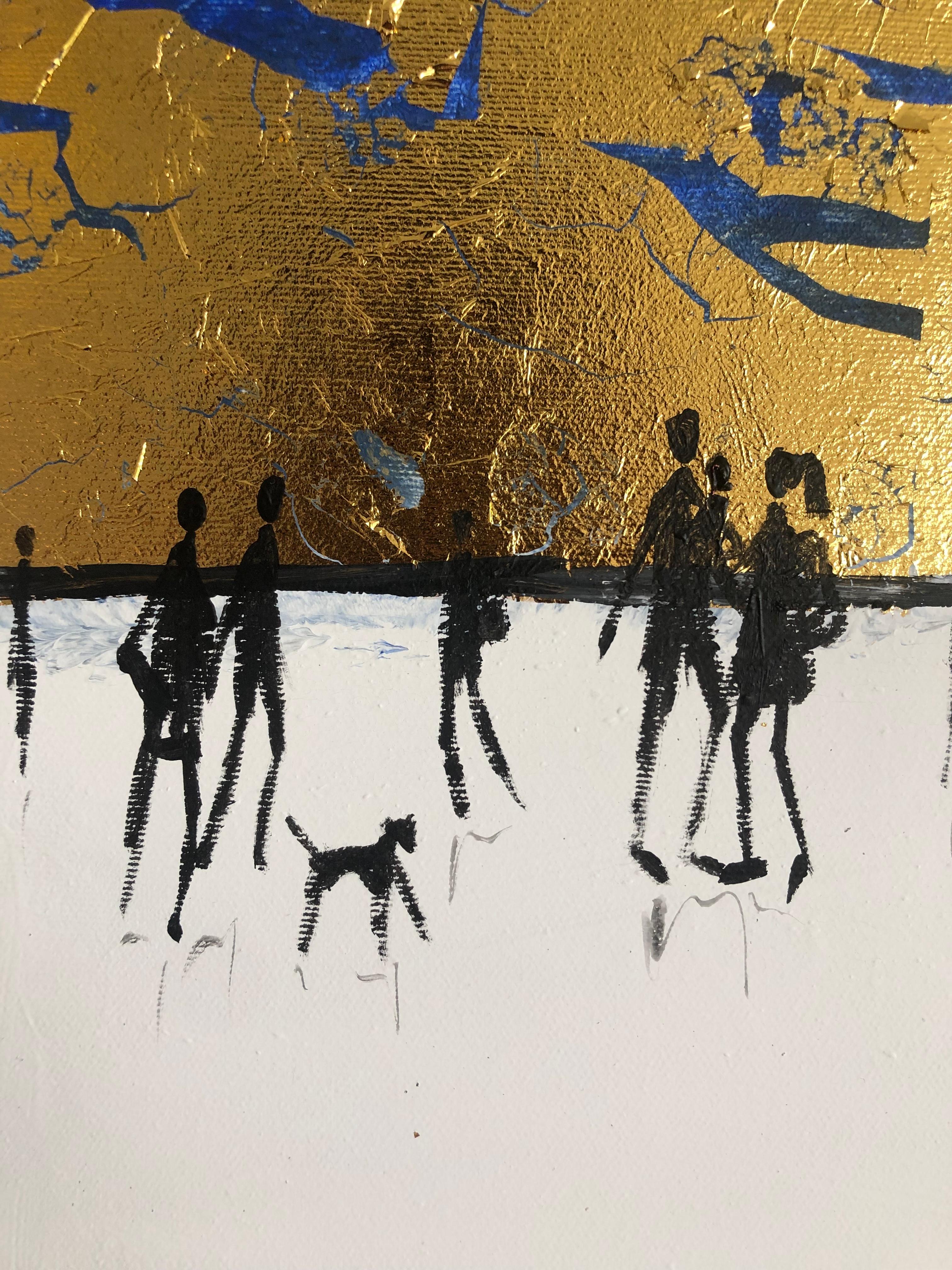 Per sempre io e te - Foglia d'oro Quadro astratto contemporaneo di famiglia 6