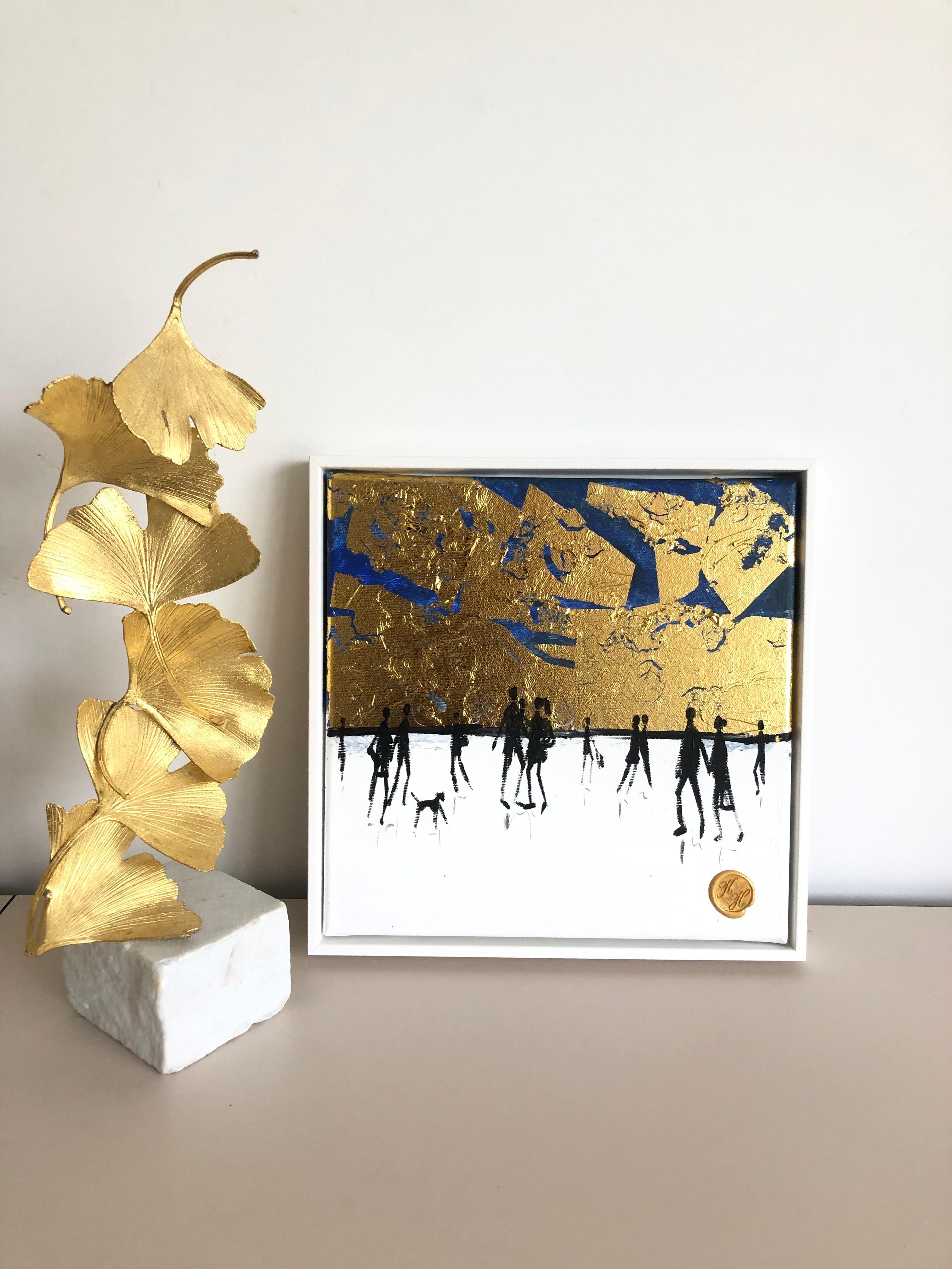 Per sempre io e te - Foglia d'oro Quadro astratto contemporaneo di famiglia 7