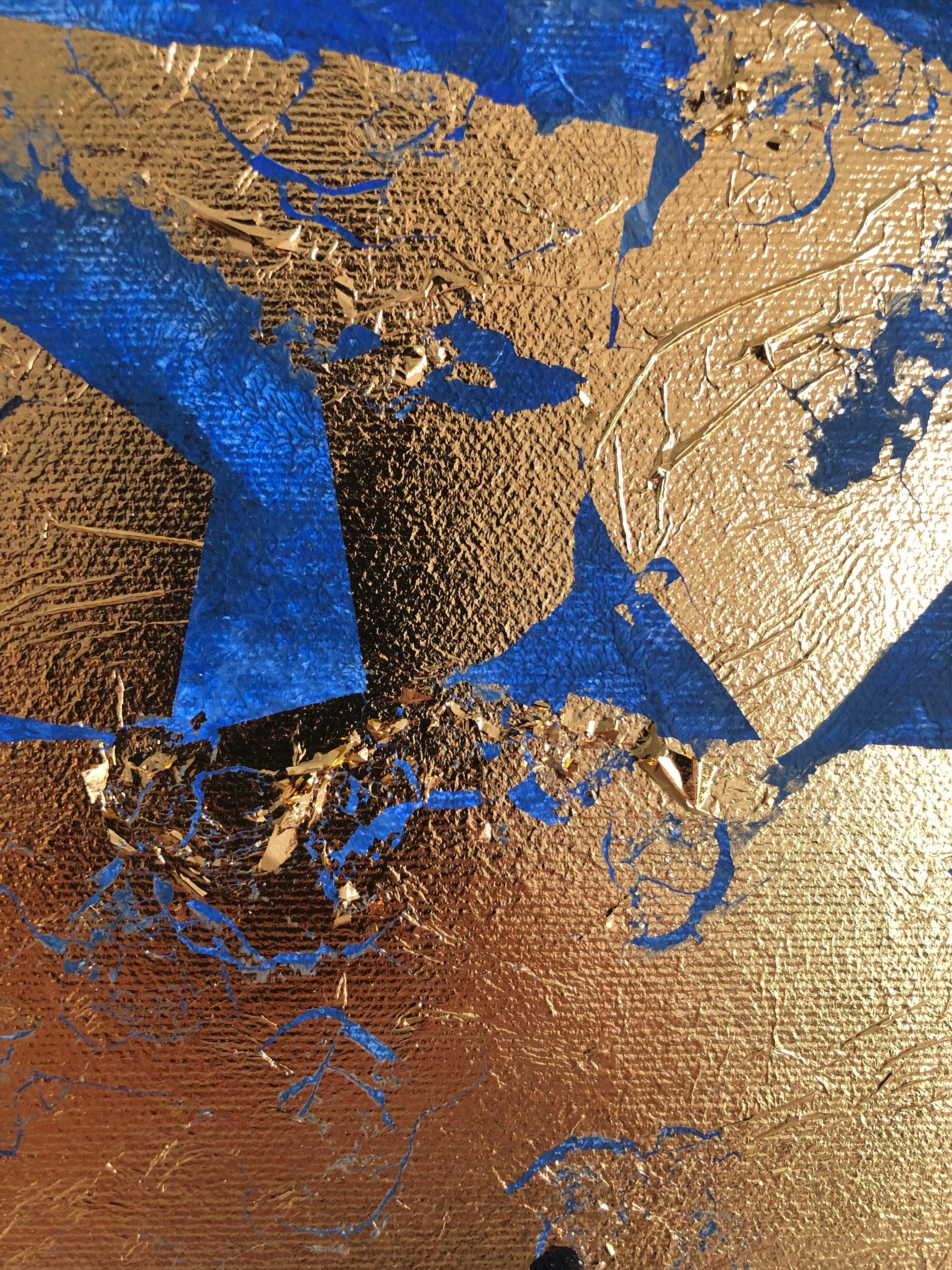 Per sempre io e te - Foglia d'oro Quadro astratto contemporaneo di famiglia 8
