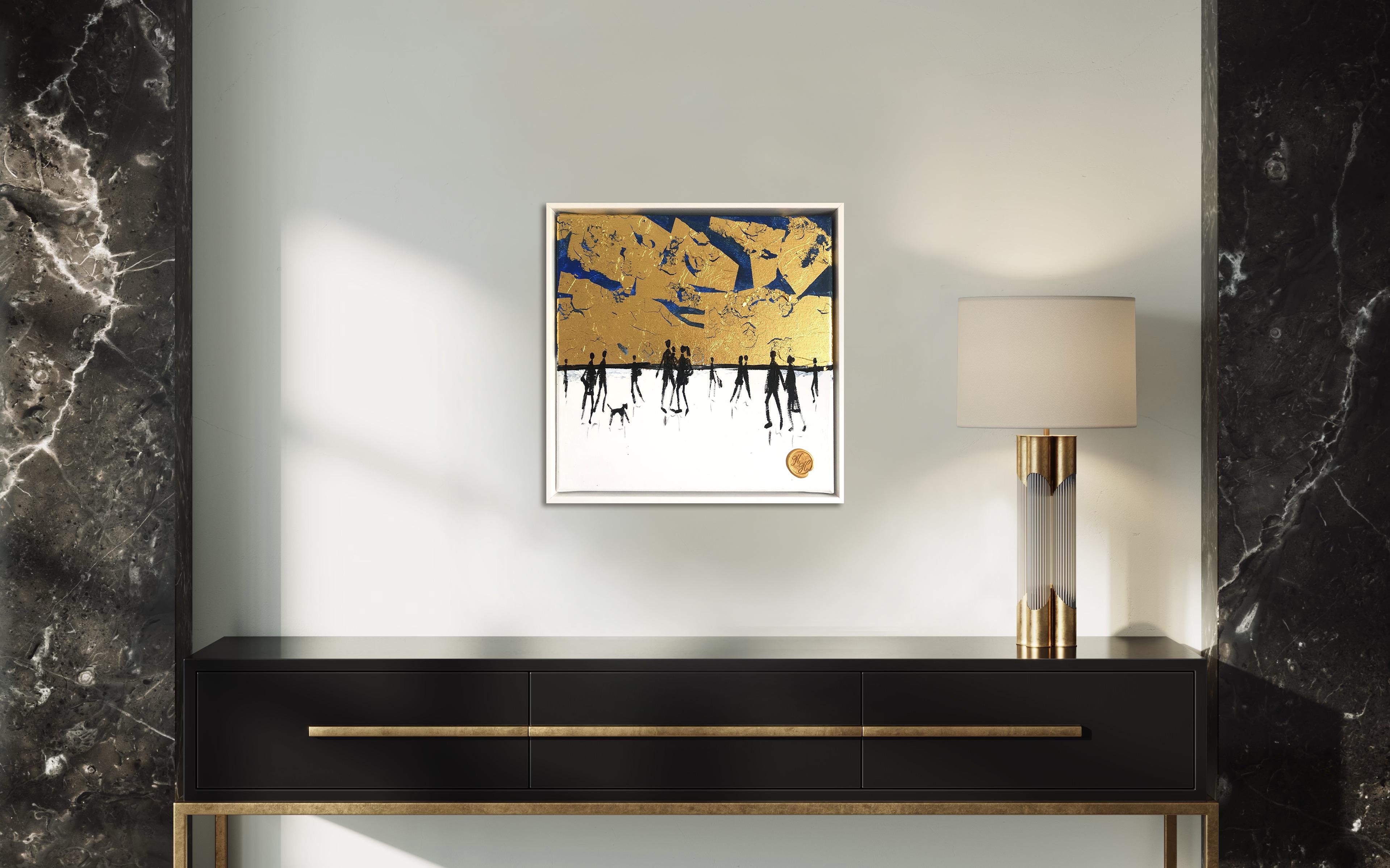 Per sempre io e te - Foglia d'oro Quadro astratto contemporaneo di famiglia 9