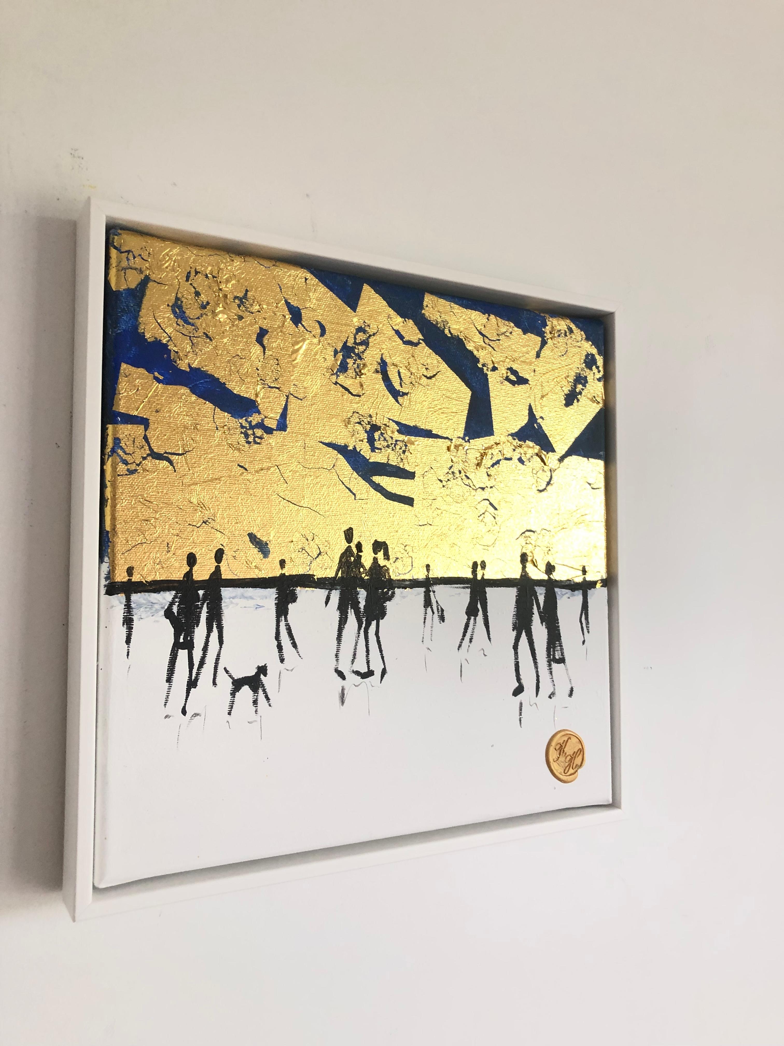 Per sempre io e te - Foglia d'oro Quadro astratto contemporaneo di famiglia 1