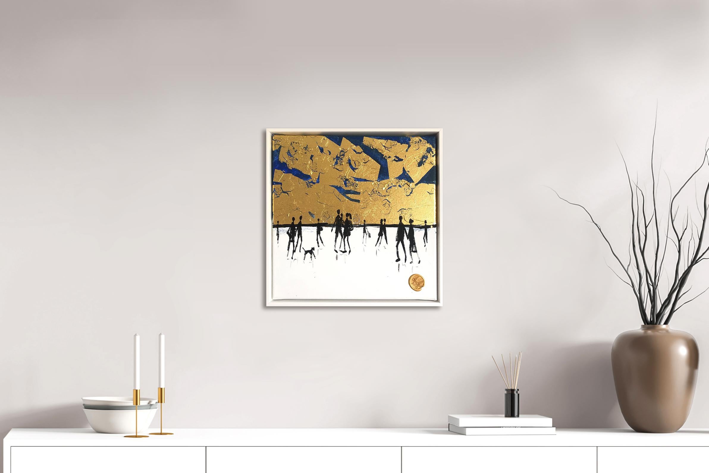 Per sempre io e te - Foglia d'oro Quadro astratto contemporaneo di famiglia 3
