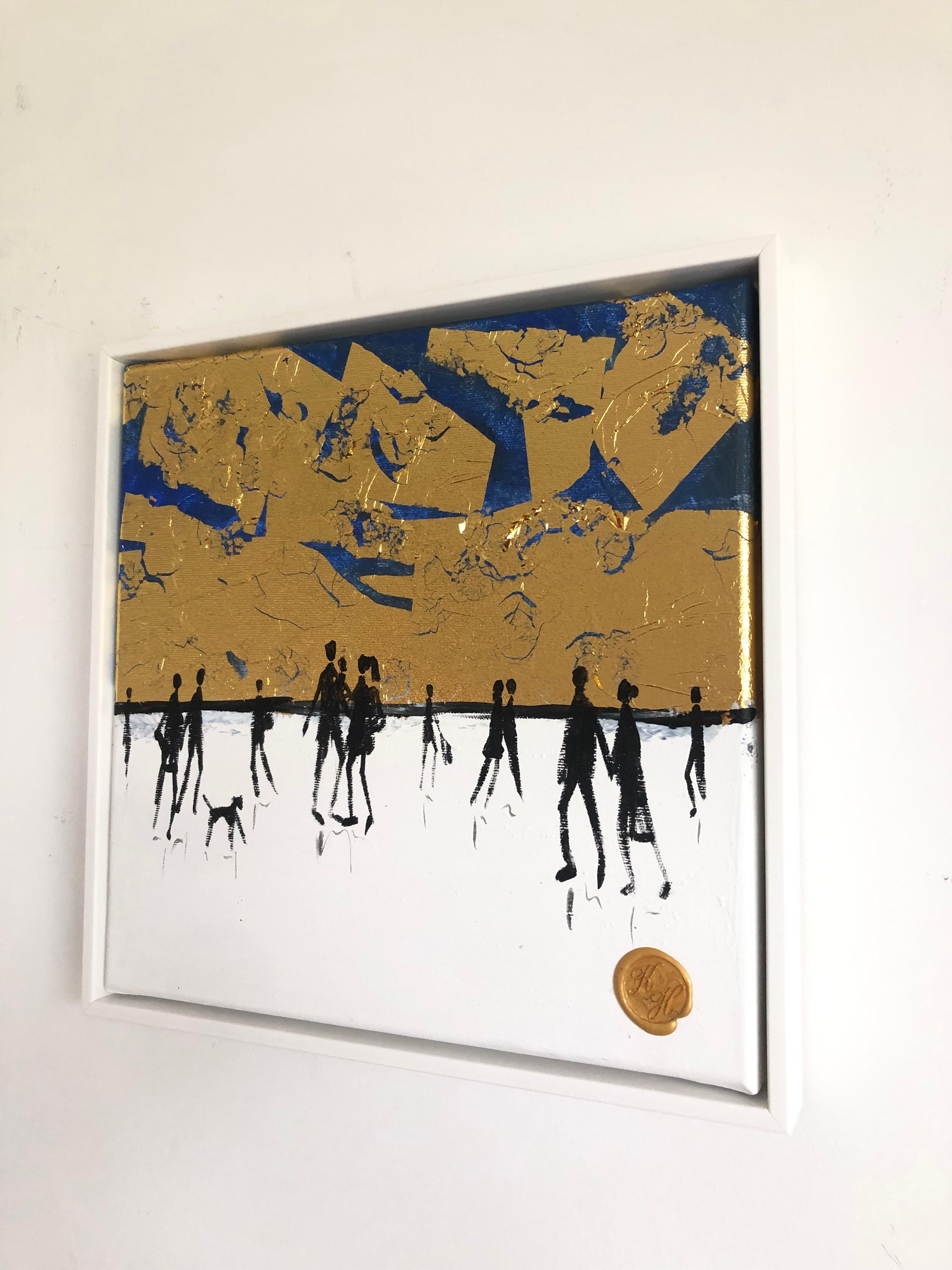 Per sempre io e te - Foglia d'oro Quadro astratto contemporaneo di famiglia 5