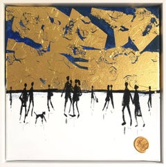 Per sempre io e te - Foglia d'oro Quadro astratto contemporaneo di famiglia