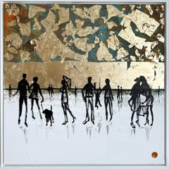 Fulfilling Times Gold Leaf Contemporary abstract family painting