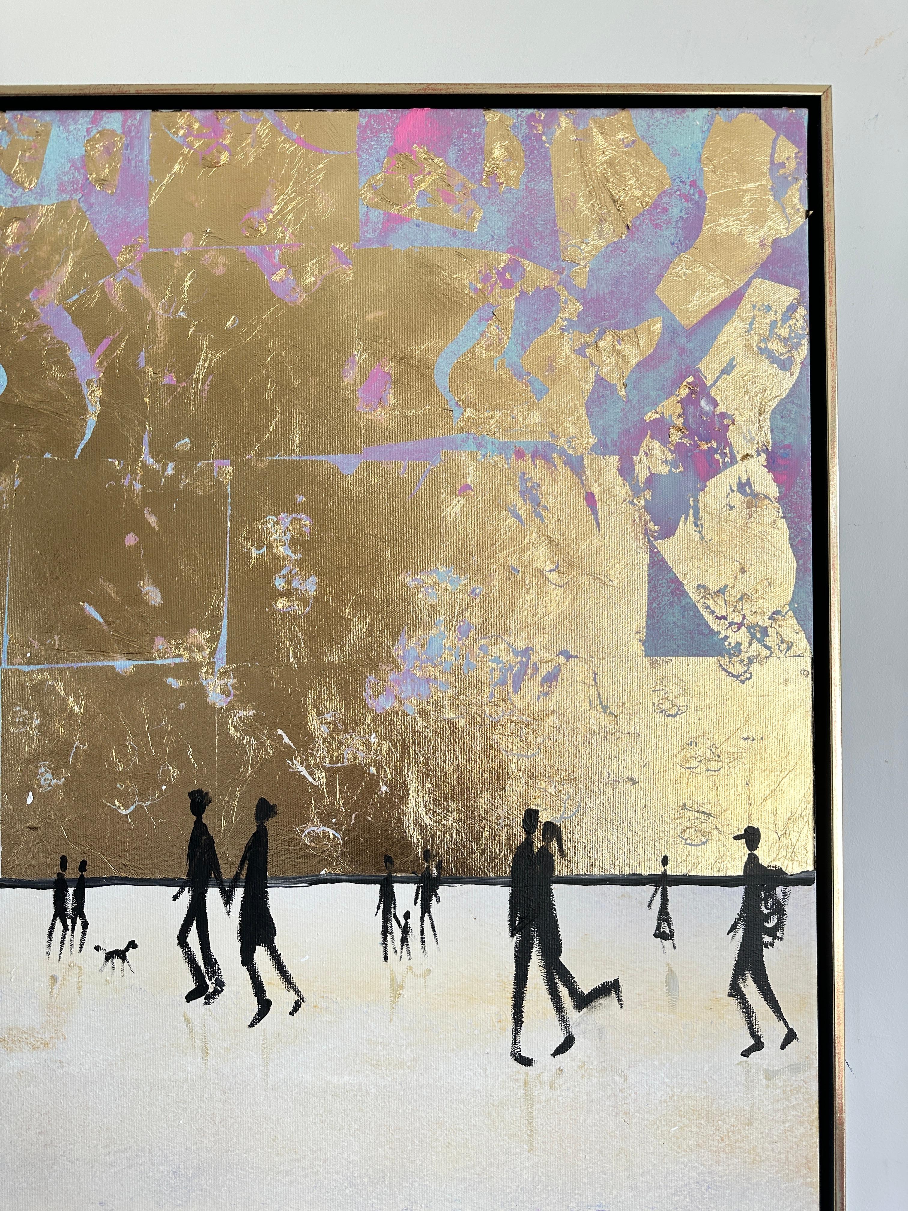 Golden Hours Together -  Gold Leaf Contemporary abstract family painting 9