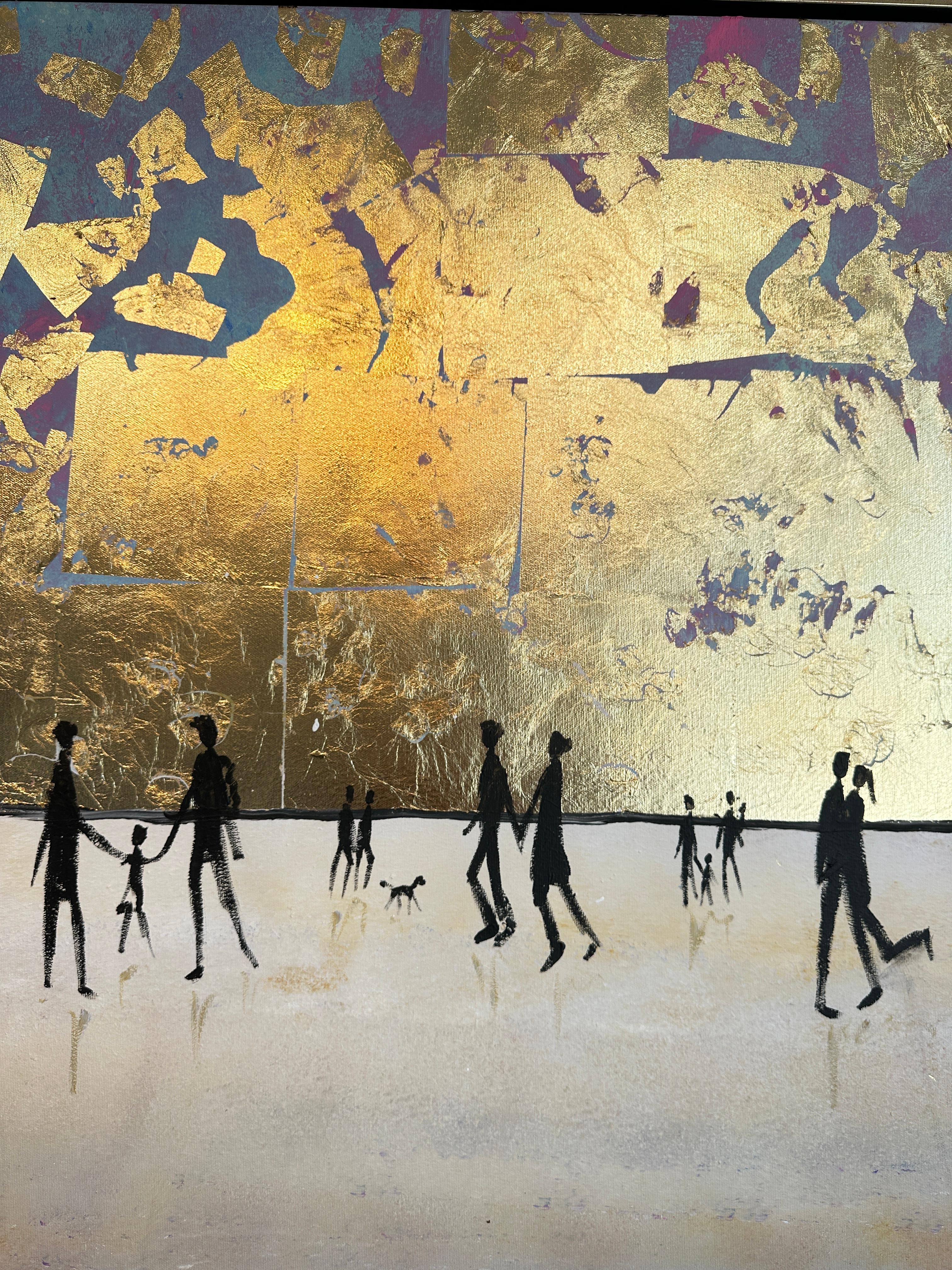 Katharina Hormel creates minimalistic landscape paintings featuring everyday scenes of life. Her art often portrays people engaged in their daily activities, such as taking a leisurely walk in the park, cycling, playing football, or even