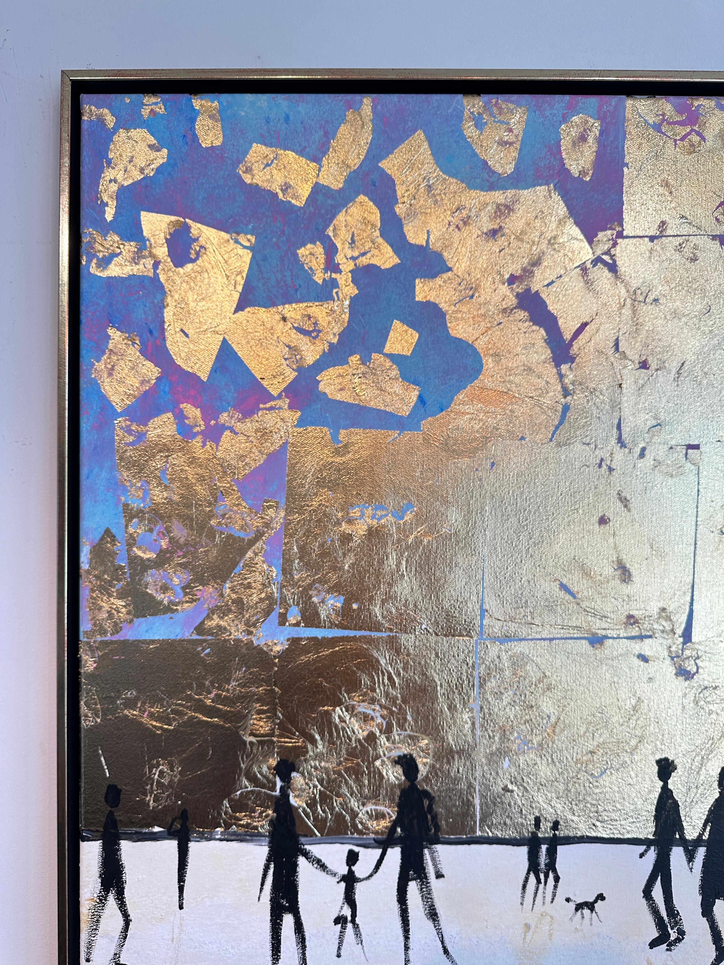 Golden Hours Together -  Gold Leaf Contemporary abstract family painting 3