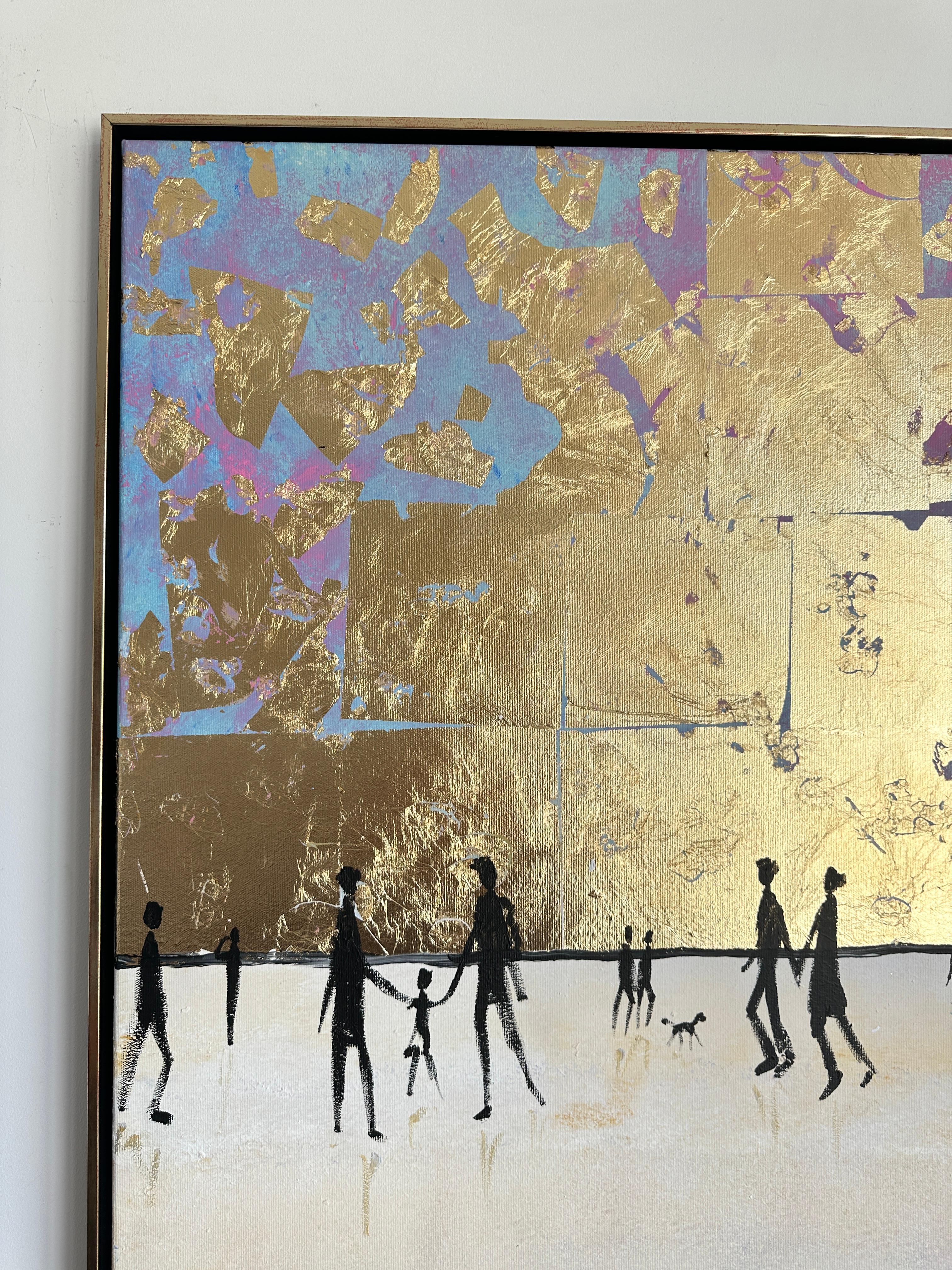 Golden Hours Together -  Gold Leaf Contemporary abstract family painting 5