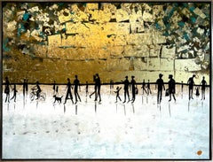 Happy Adventure Gold Leaf Contemporary abstract family painting