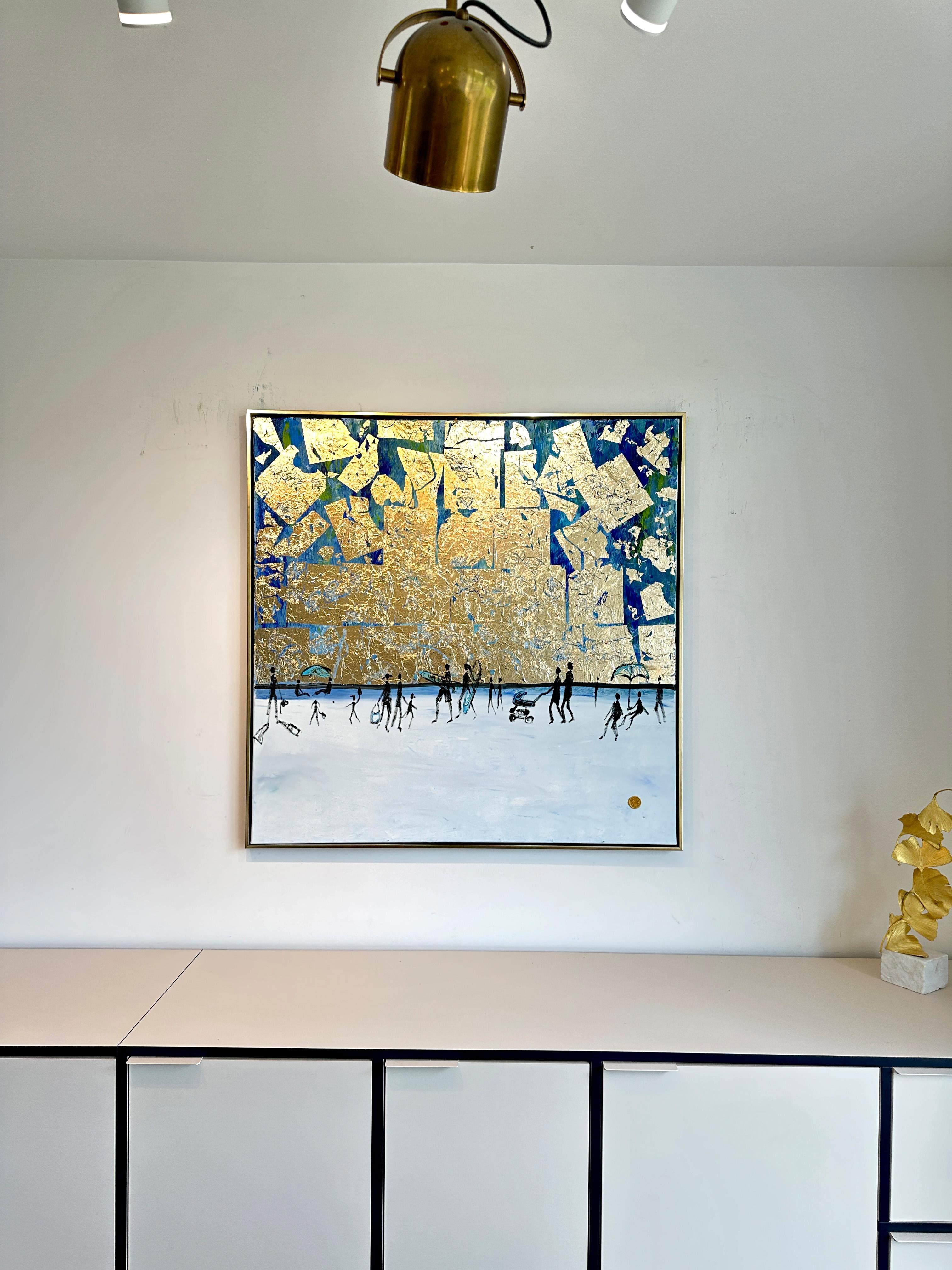 Happy Days by the Beach - Foglia d'oro Quadro astratto contemporaneo di famiglia 9