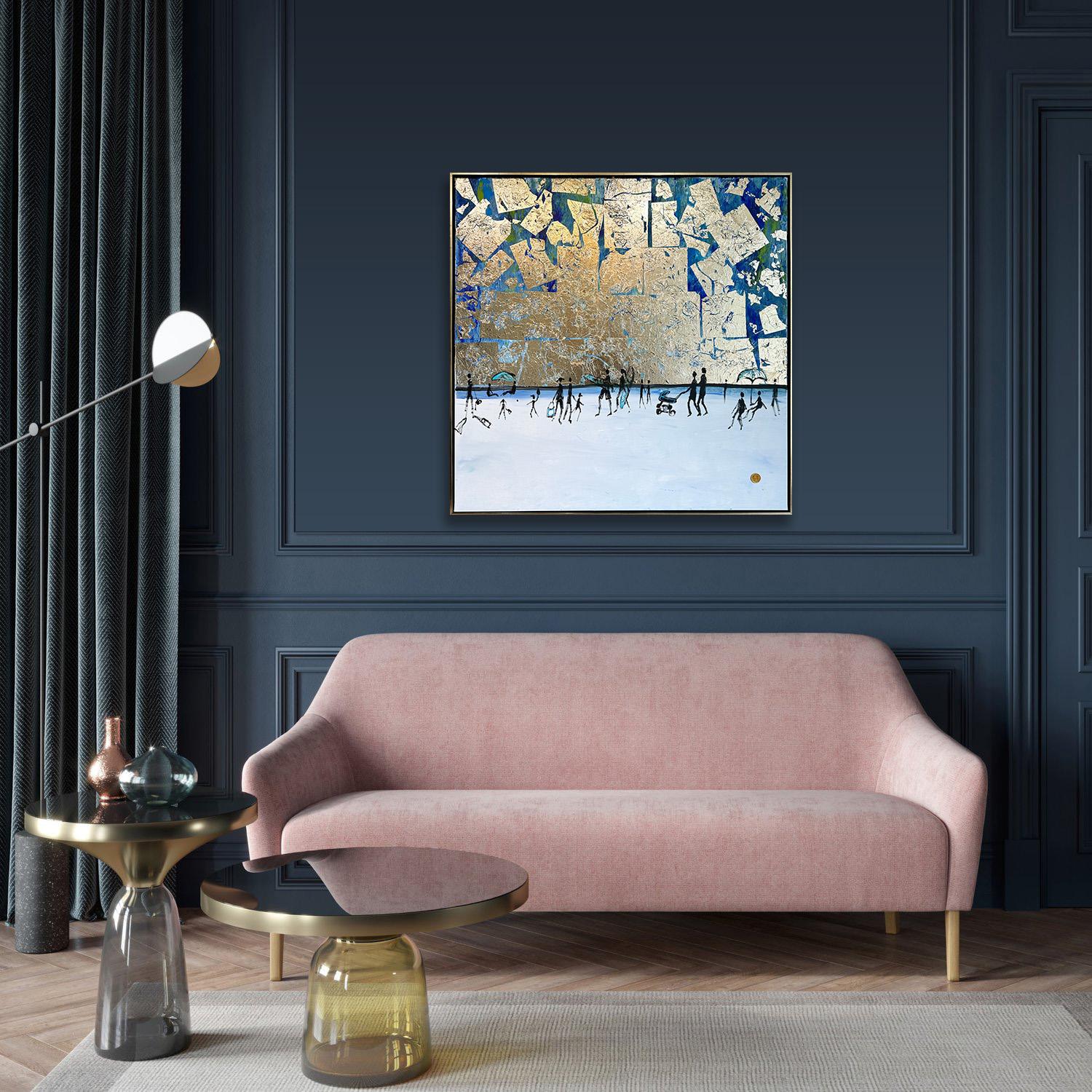 Happy Days by the Beach - Foglia d'oro Quadro astratto contemporaneo di famiglia 10