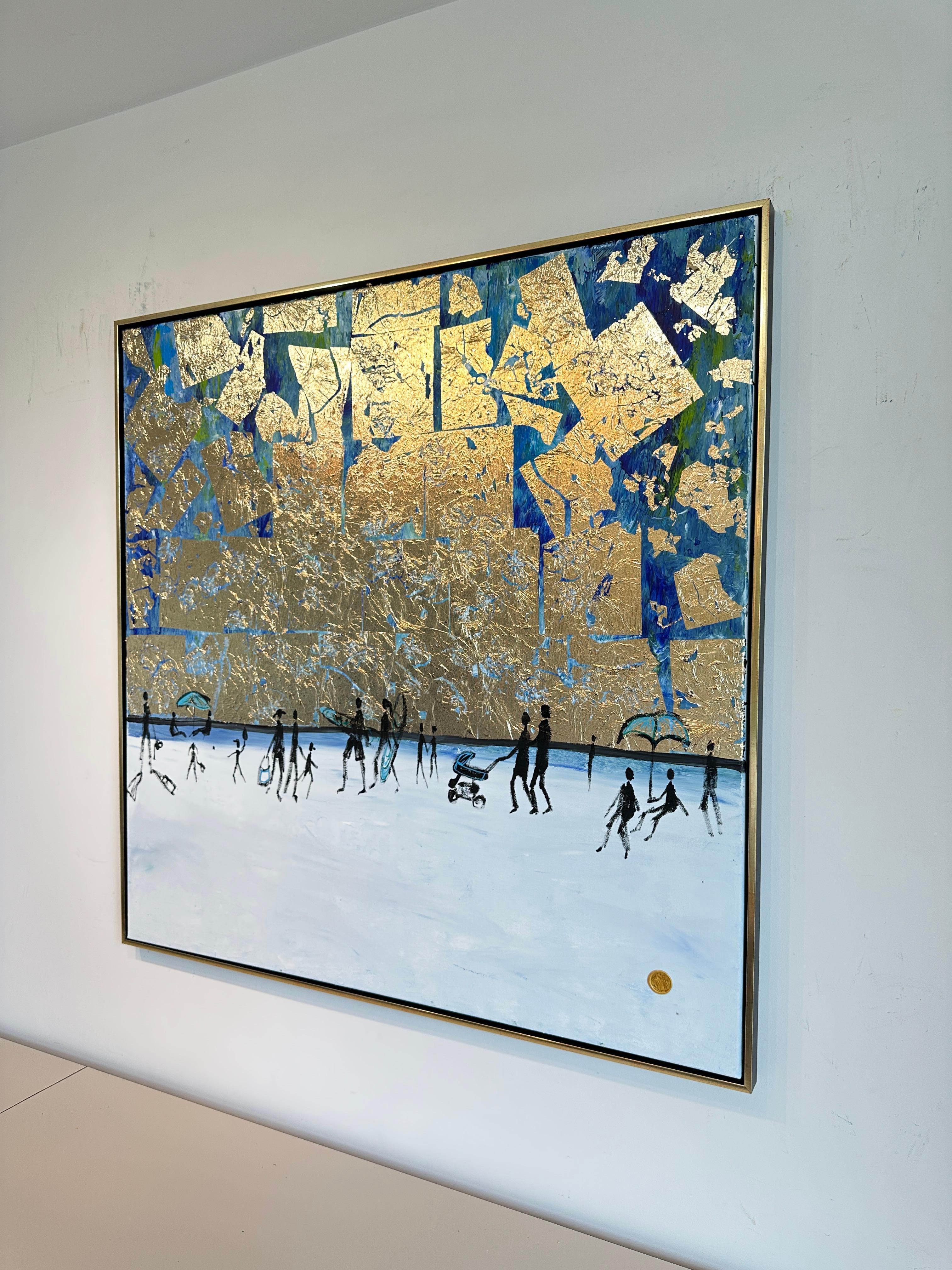 Happy Days by the Beach - Foglia d'oro Quadro astratto contemporaneo di famiglia 4