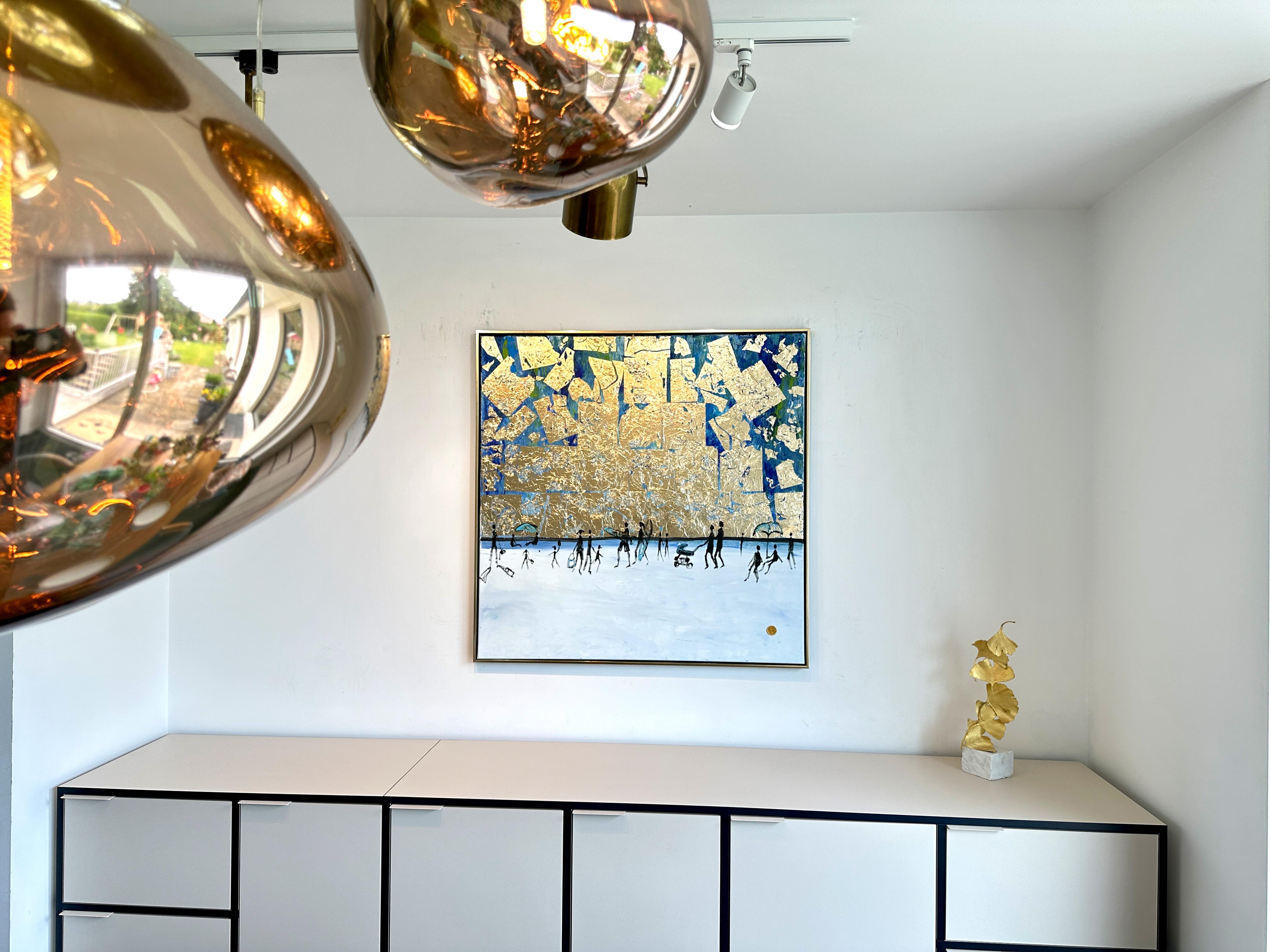 Happy Days by the Beach - Foglia d'oro Quadro astratto contemporaneo di famiglia 5