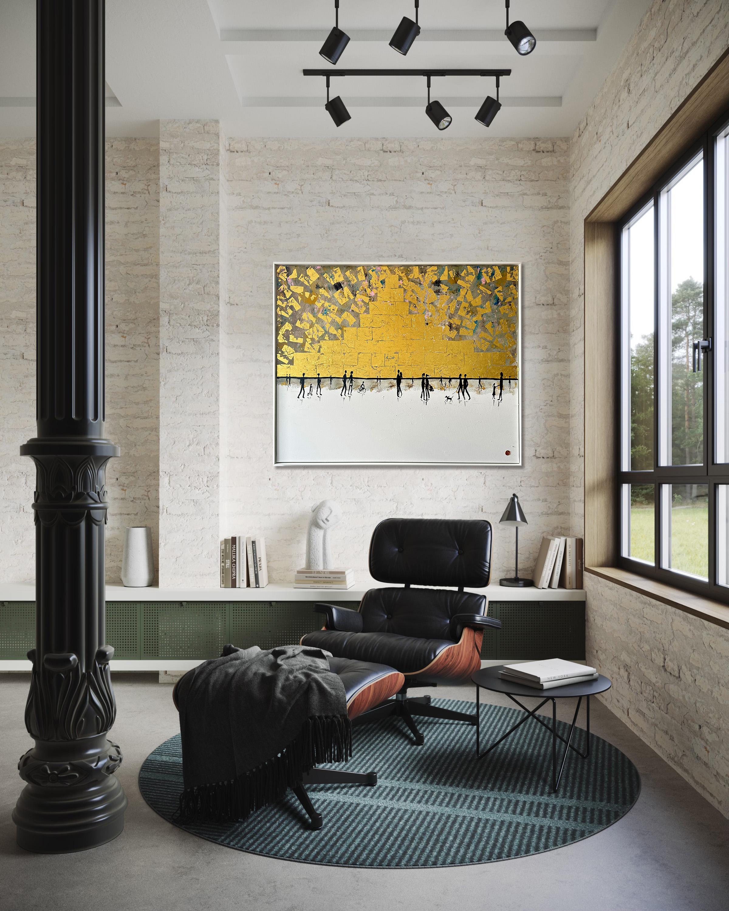 Happy Memories - Gold Leaf Peinture familiale abstraite contemporaine 8